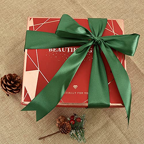 TONIFUL 4cm X 22M Wide Dark Green Satin Ribbon Solid Fabric Ribbons for Wedding Car Decoration Chair Sash Crafts Gift Wrapping Cutting Ceremony Table Bows Floral Sewing Party Decoration - Image 4