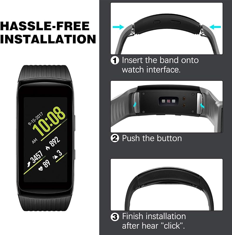 MoKo Szilikon Óraszíj Samsung Gear Fit 2 SM-R360/Fit 2 Pro SM-R365 Okosórához - Fekete Sportpánt Cserekarszíj