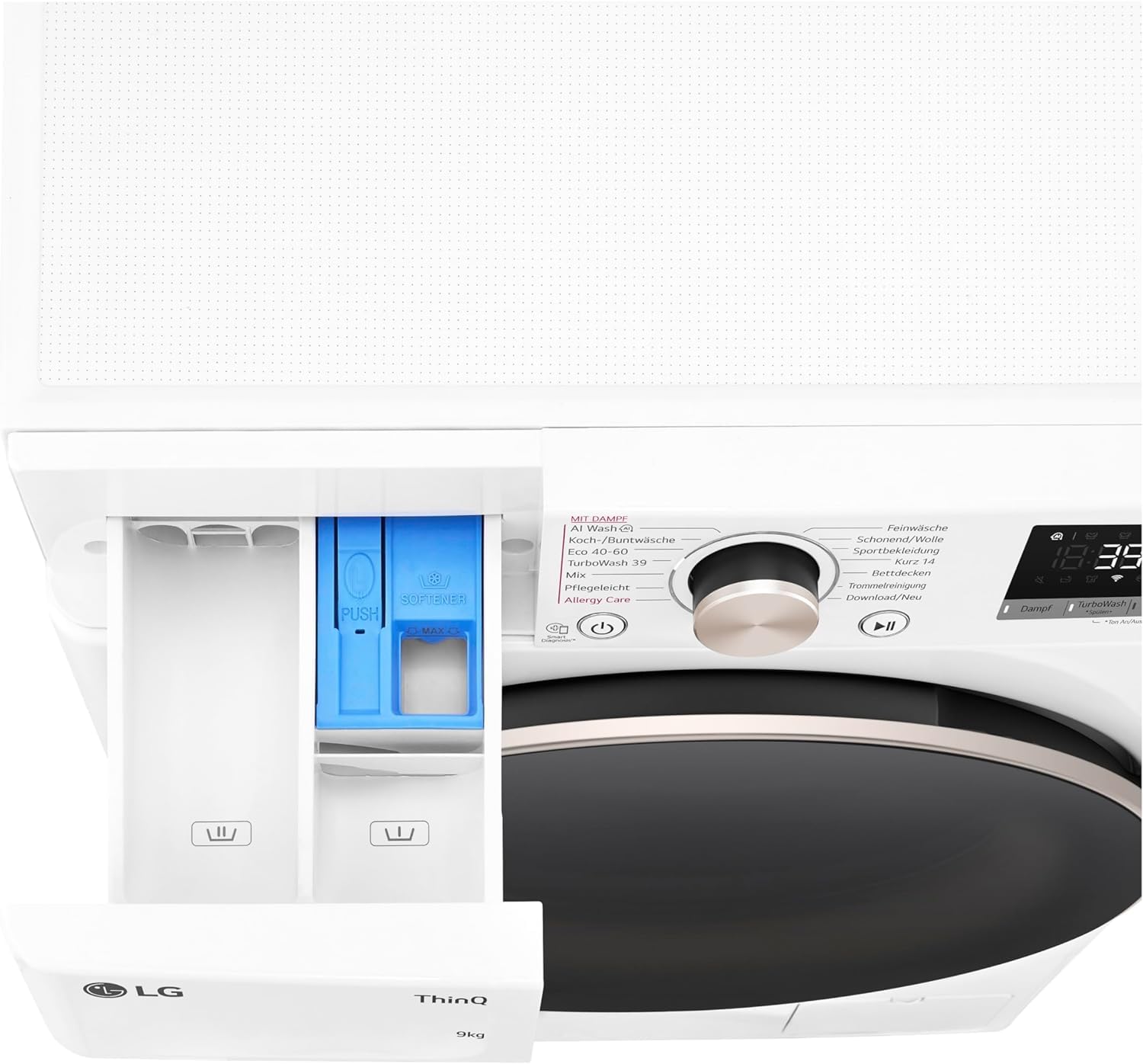 LG F4WR709G | Klasse A -10% Waschmaschine | 9 kg | AI DD | Steam | Turbowash360 | 60 x 62 x 85 cm | Weiss