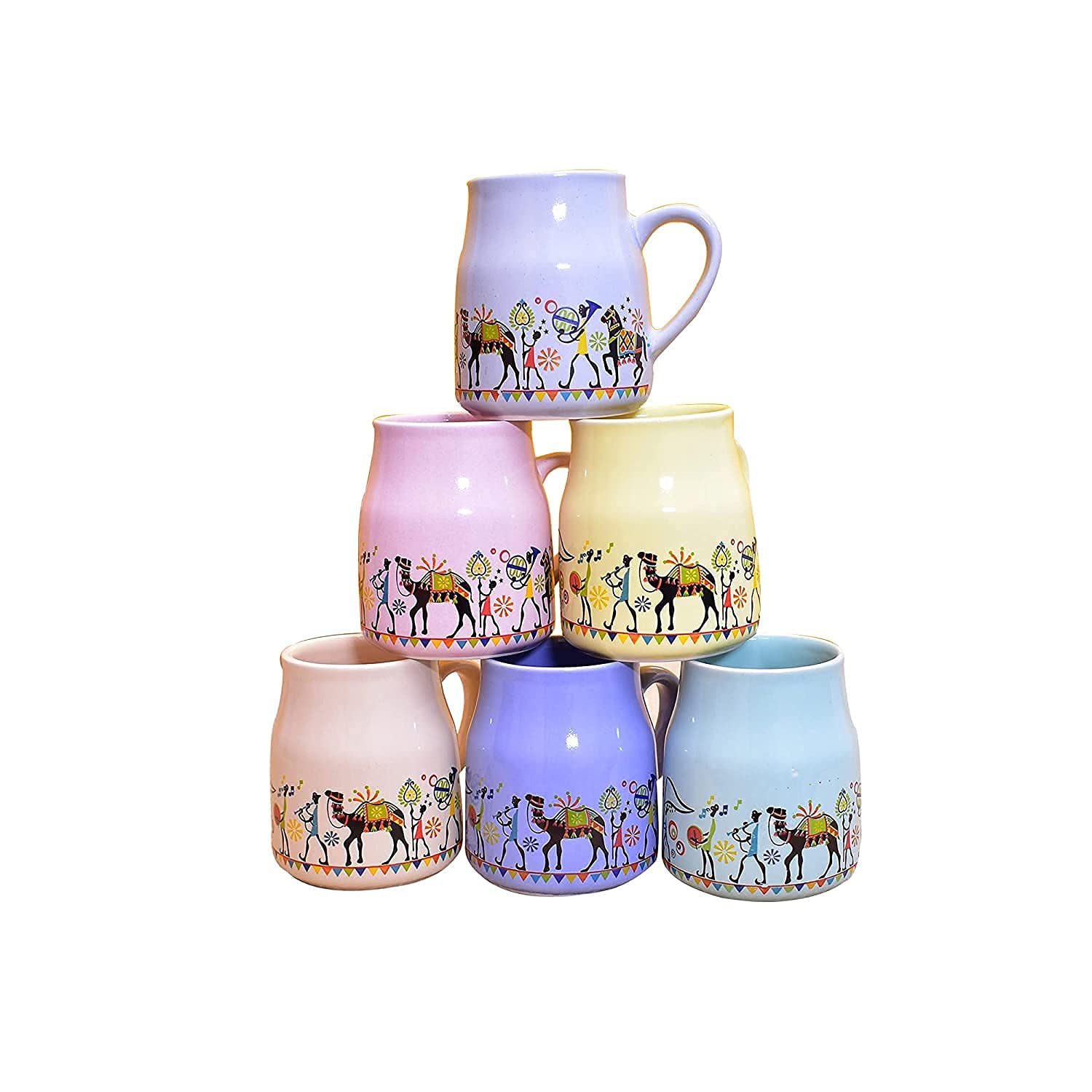 VHC Handmade Designer Ceramic Tea Cups - Set of 6, Printed Multicolour, 180 Ml (Flask) (B09JN23348) Amazon Price History, Amazon Price Tracker