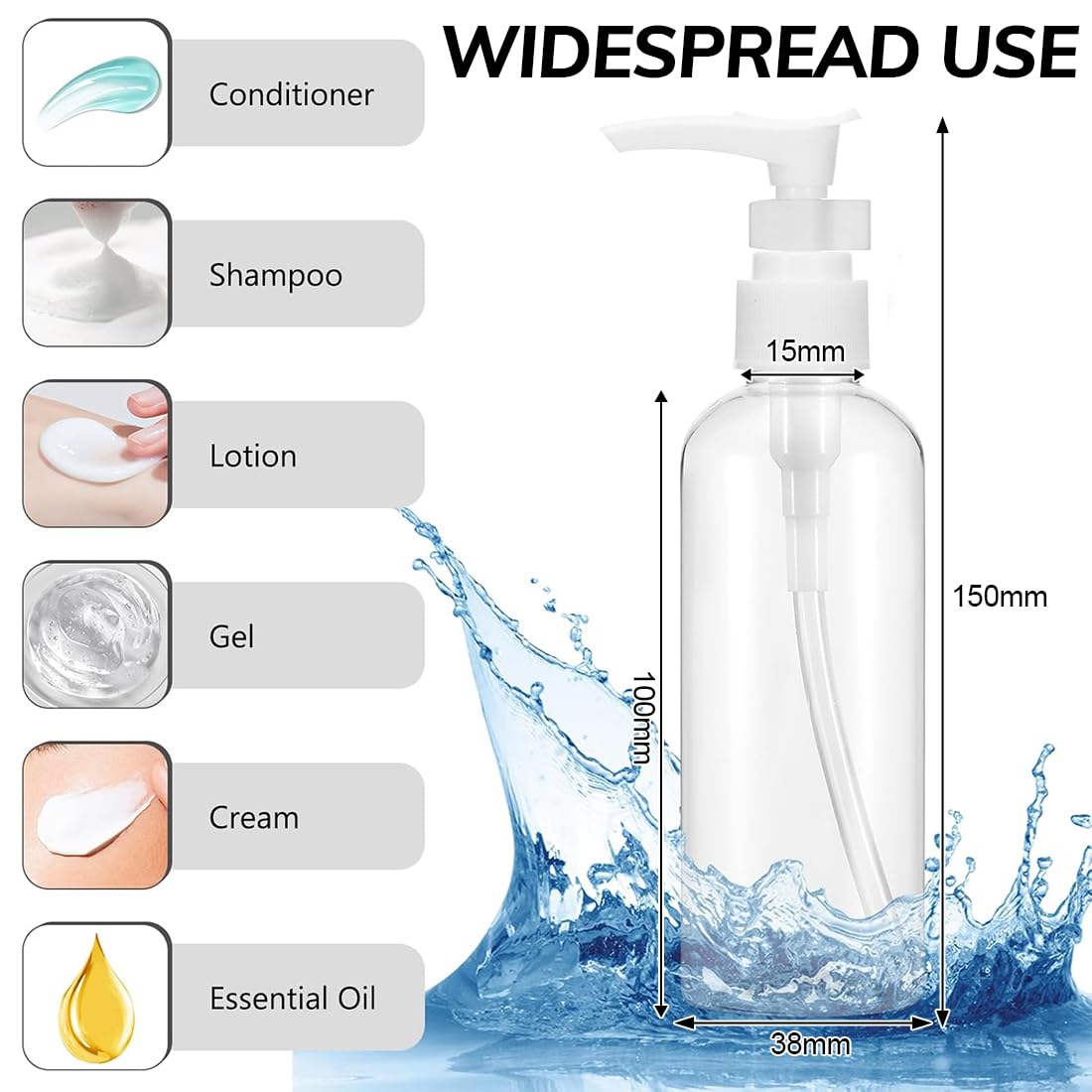 4 Pezzi Flaconi da Viaggio 100 ml, Bottiglie da Viaggio Trasparenti, Contenitori da Viaggio per Liquidi, Boccette Contenitori Ricaricabile, per Cosmetici, Lozione, Bagno, Shampoo