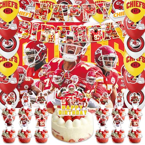 42pcs Kansas Party Decoration Pack IncludesBannerCake TopperBlackdrop Balloons for Chief party Decoration