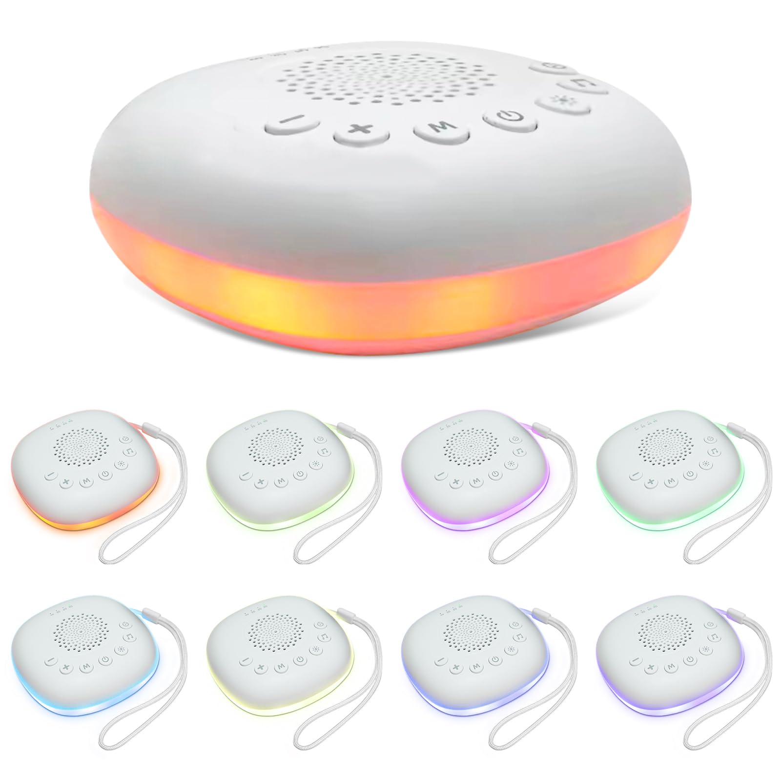 Máquina de ruido blanco – Máquina de sonido portátil para adultos y bebés, con 20 sonidos relajantes, 9 colores, luz nocturna, máquinas de sueño, función de memoria para el hogar, oficina, viajes,
