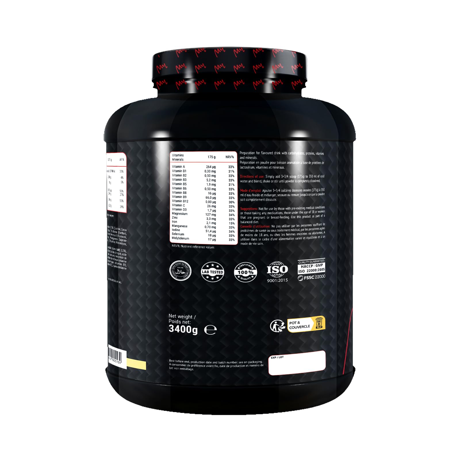 My Mass - Hard Gainer en Poudre - Prise de Masse Musculaire - Banana White Chocolate 3,4kg - 19 Portions