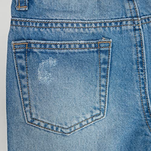 KIDSCOOL SPACE Little Girls Jeans,Elastic Band Inside Ripped Holes Denim Pants4