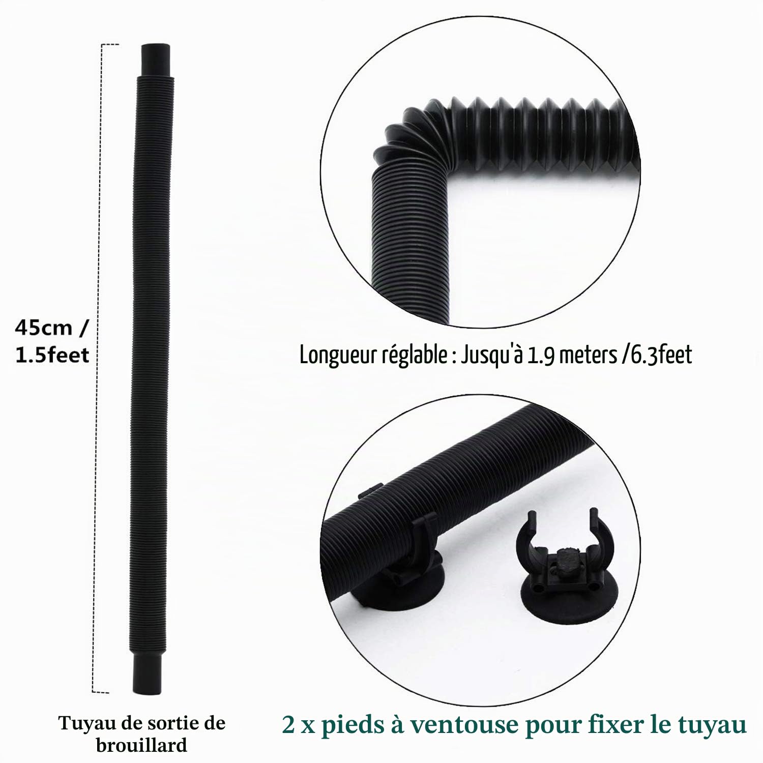 Coospider Reptile Fogger Humidificateur pour terrarium Machine à fumée Mister Réservoir 3 litres 380 L/h Fog à haut volume Idéal pour une variété de reptiles/amphibiens/herps (1-Tube)