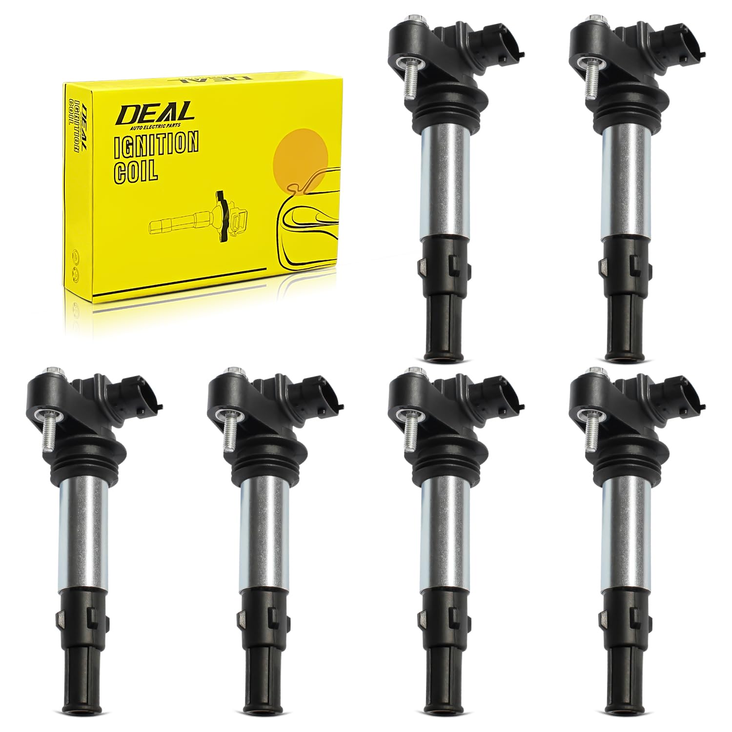 DEAL AUTO ELECTRIC PARTS Pack of 6 New Ignition Coils Compatible With Allure LaCrosse Rendezvous Enclave Traverse Vectra Acadia Outlook 9-3SRX CTS STS 2.8L 3.6L V6 Replacement For D501C C1508 C1645