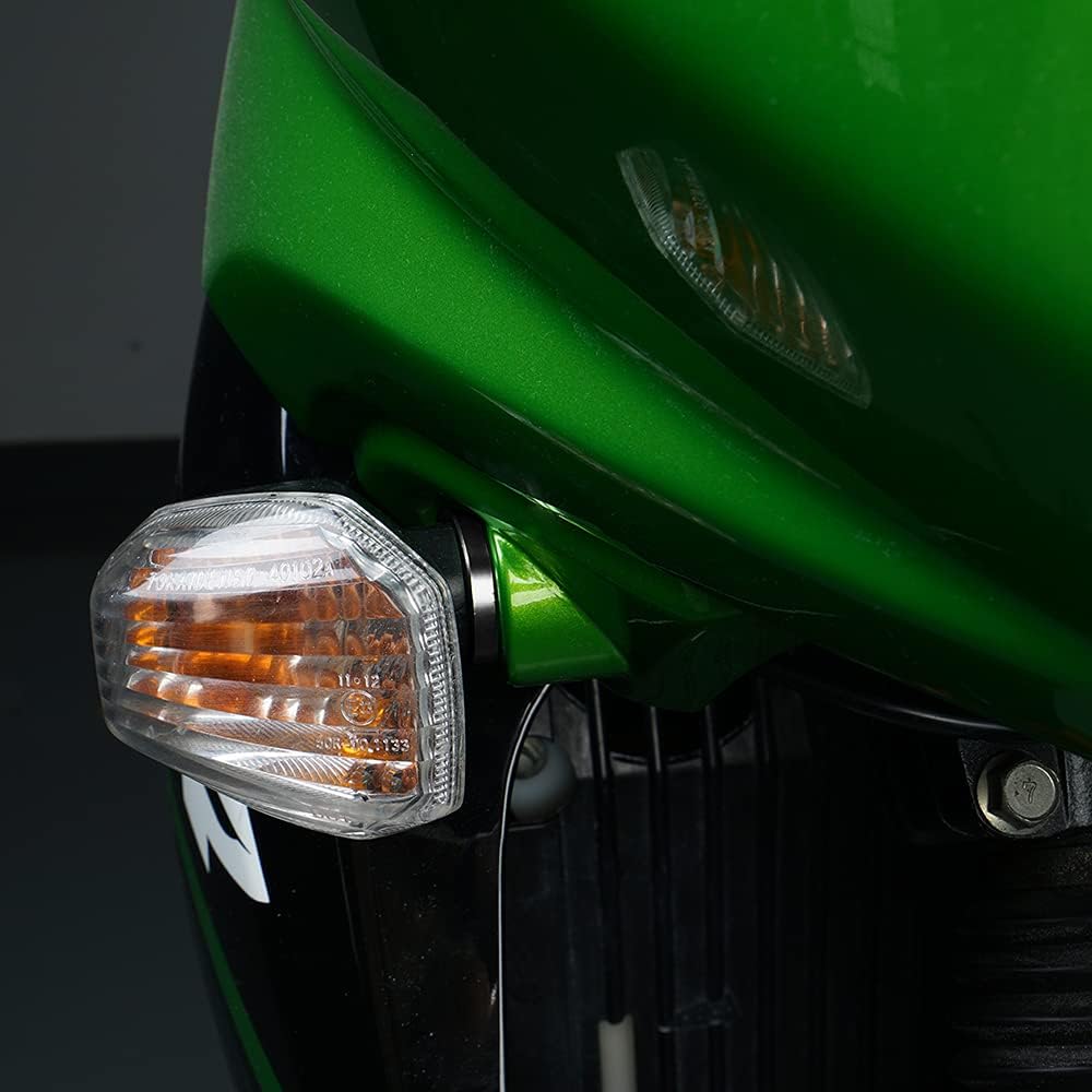 Black Front and Rear Blinker Stalk Elimination Kit Adapter Plate Turn Signal Adapter Compatible with Kawasaki KLR 650 2008-2018 2017 2016 2015 2014 2013