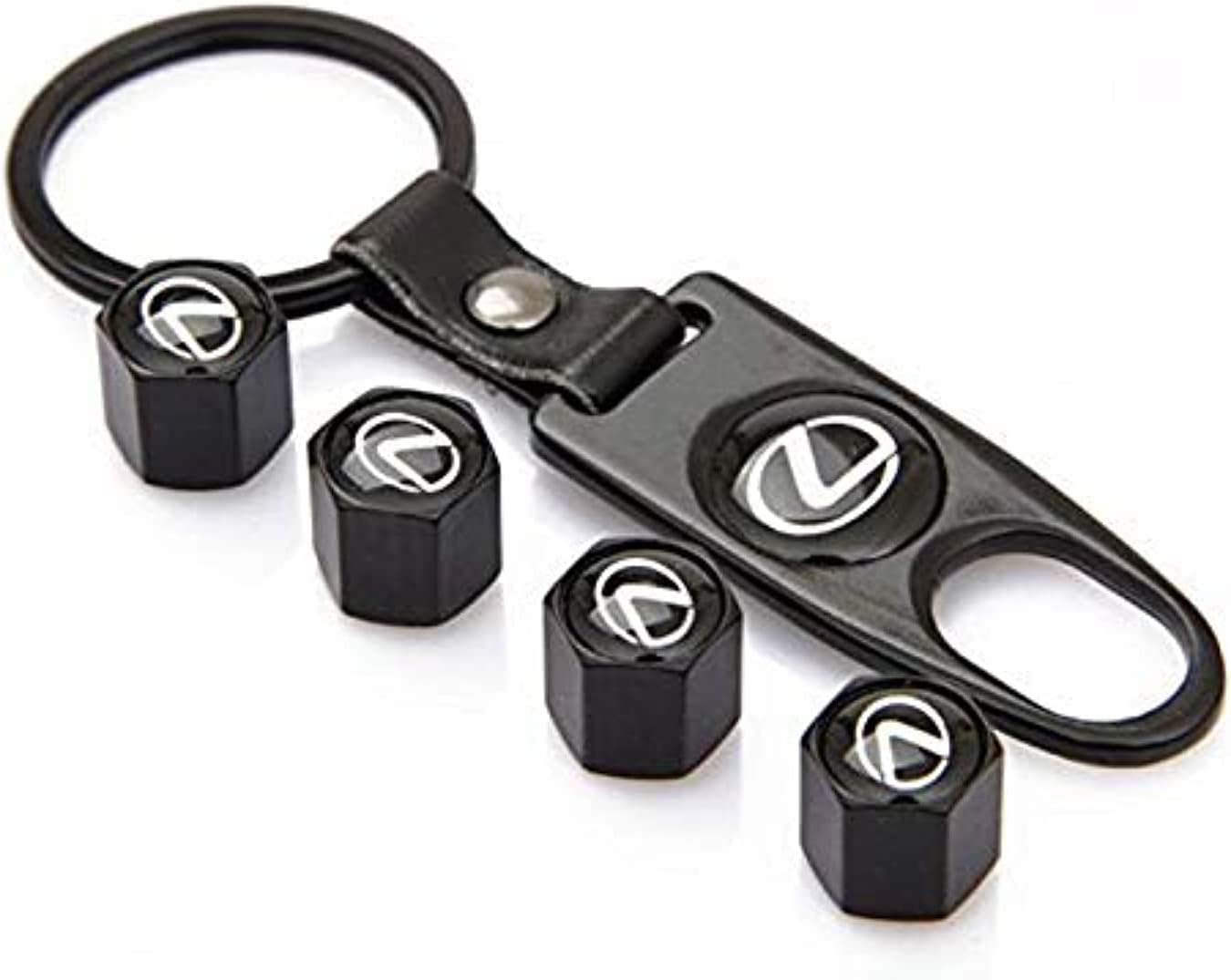 Black Car Wheel Tyre Stem Air Caps Keychain Styling for LeXUS