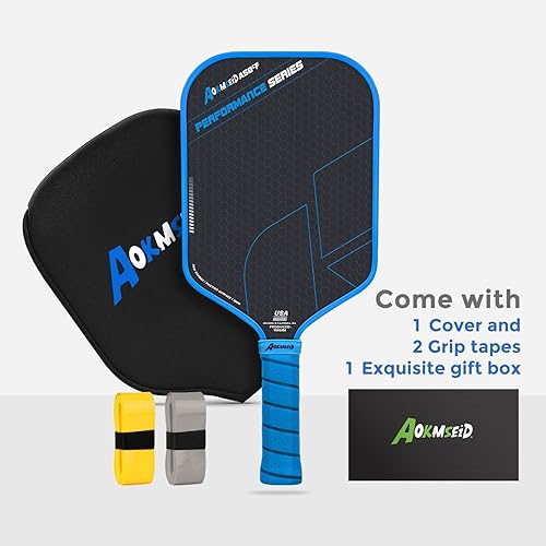 Miniatura 7 de AKS Performance Series Pickleball Paddles Set - Toray T700 Raw Carbon Fiber Pickleball Paddle with Friction Surface, 16mm Powerful Polymer Core,