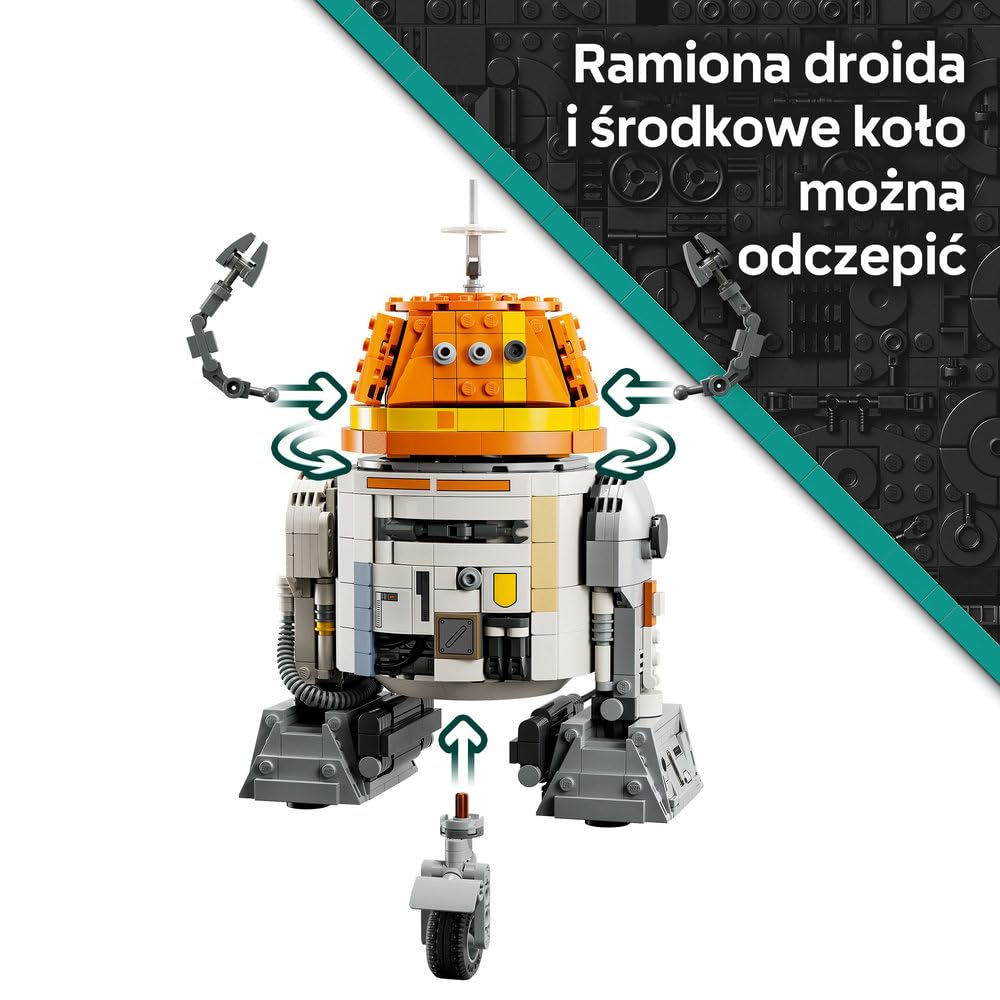 LEGO Star Wars Droid astromechaniczny Chopper (C1-10P), zabawka dla dziecka do zbudowania, zestaw konstrukcyjny dla 10-latka z figurką, pomysł na prezent dla chłopca, dziewczynki, całej rodziny 75416