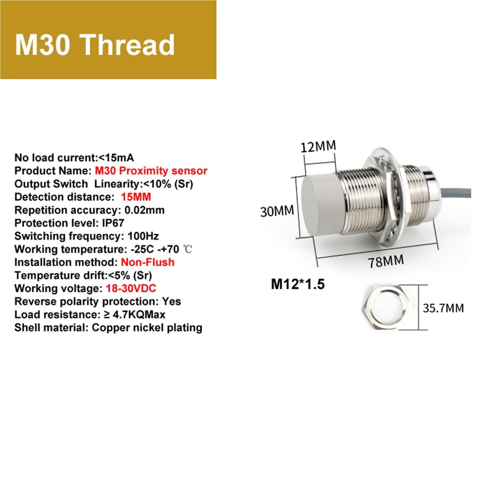 4-20mA 0-10VDC M12 M18 M30 Induktiver Näherungssensor Analogausgänge, konstanter Ausgang CE-zertifiziert