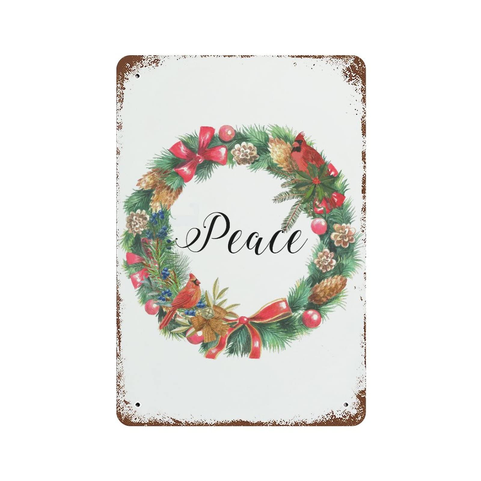 Panneau en métal de Noël couronne haute résistance décoration murale élégante 30x45cm