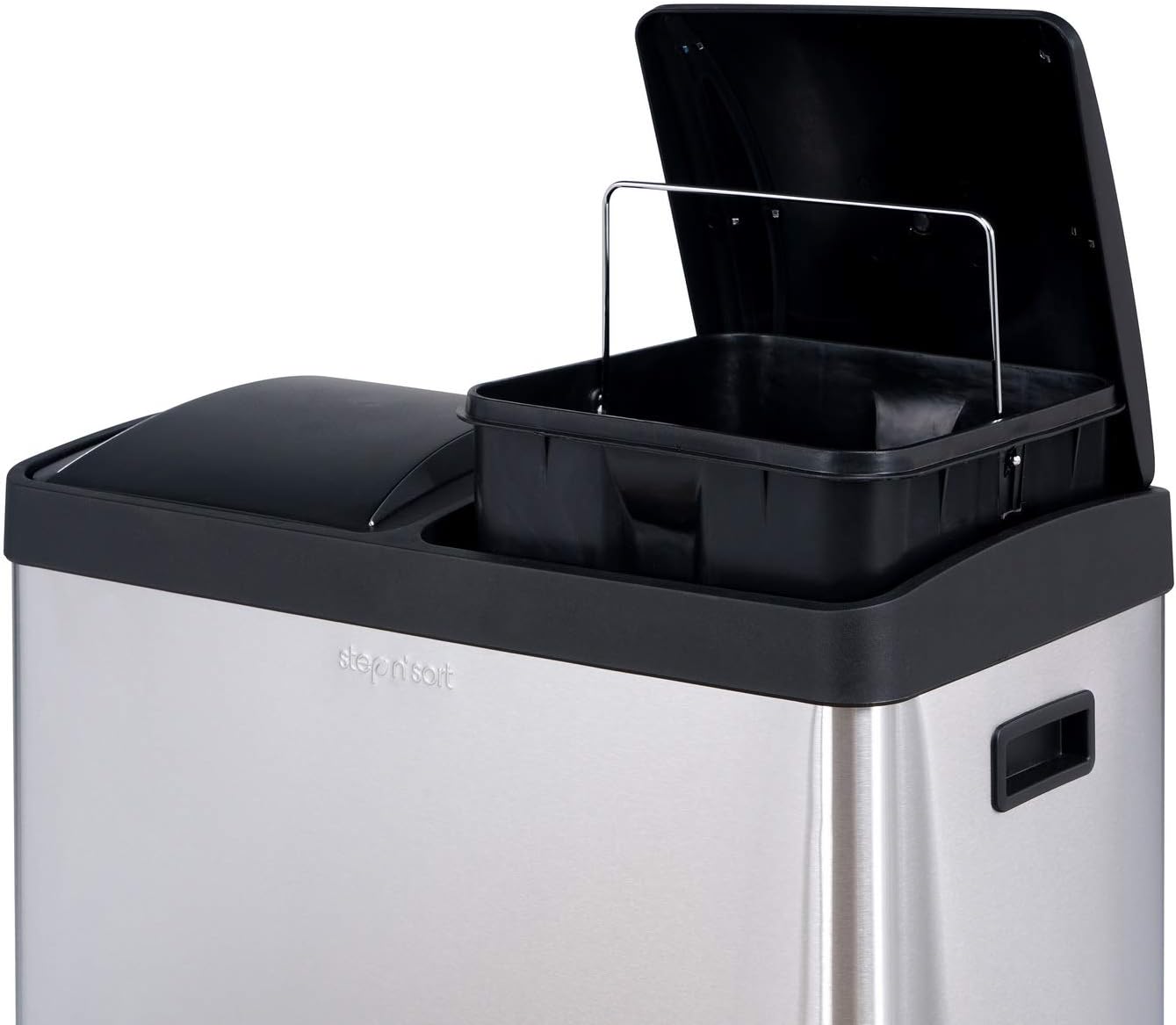 Step N' Sort The 16 Gal. 2-Compartment Stainless Steel Trash and Recycling Bin