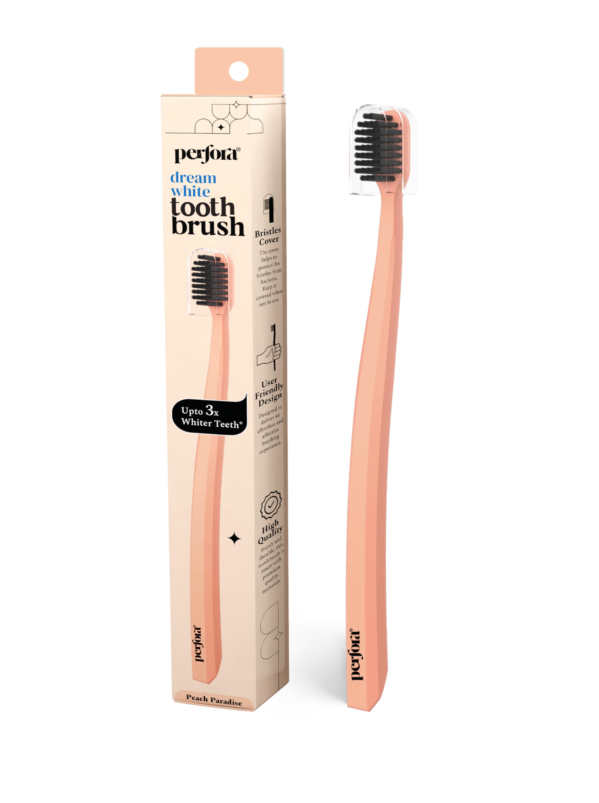 Perfora Dream White Toothbrush For Kids & Adults | With Activated Charcoal Bristle | Super Soft Bristles For Sensitive Teeth | Tooth Brush Pack Of 1 - Peach Paradise (B0D8F37YD7) Amazon Price History, Amazon Price Tracker