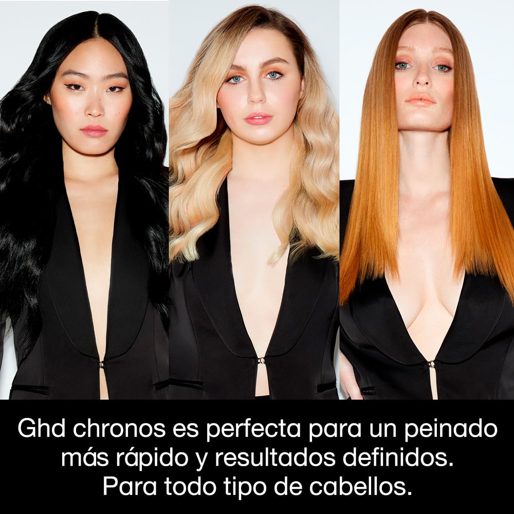 ghd chronos - plancha de pelo profesional, lisos, rizos y ondas de alta definición, 3 veces más rápida, tecnología HD motion-responsive, temperatura óptima de peinado 185ºC