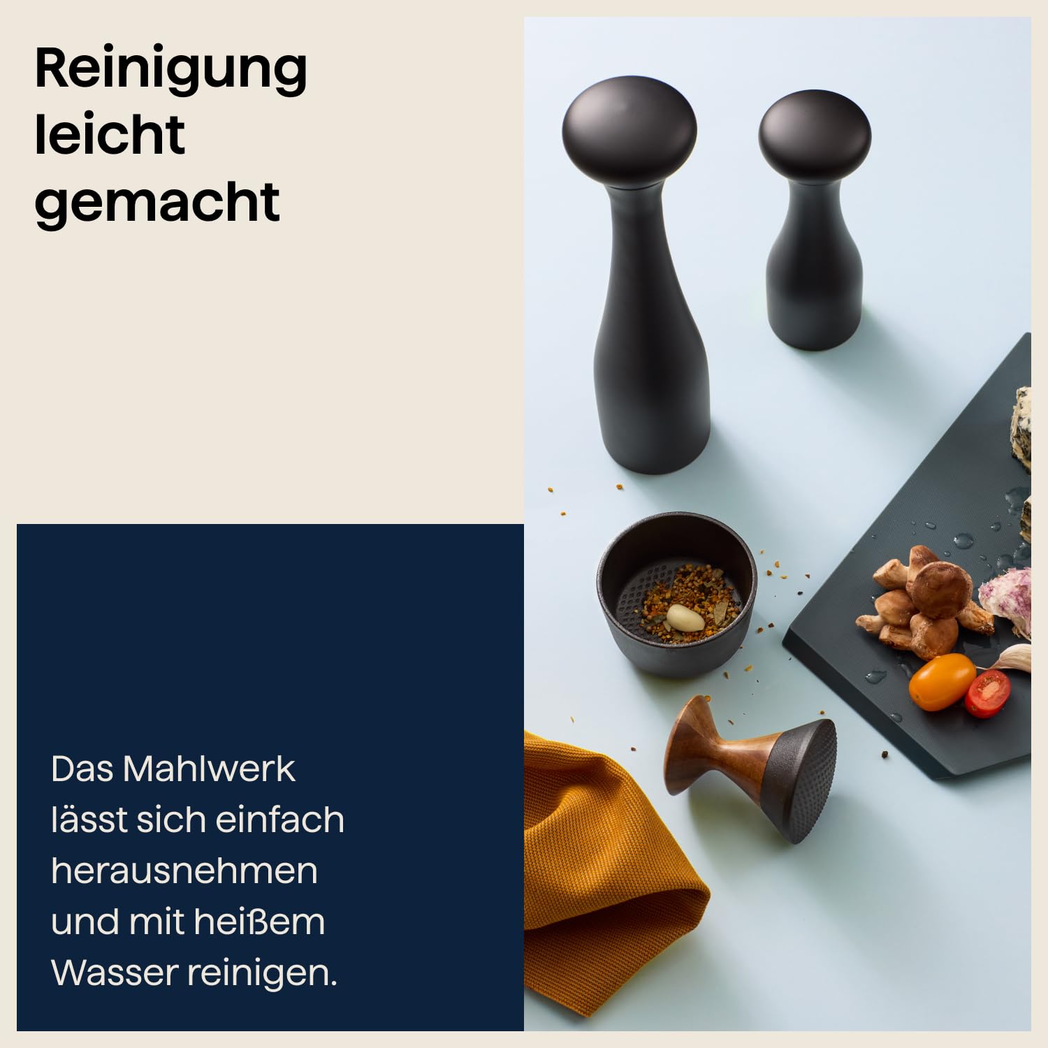 Crushgrind Lyon Gewürzmühle mit Keramikmahlwerk | Holz-Braun | Salz und Peffermühle mit verstellbarem Mahlgrad | Kräutermühle aus hochwertigen, nachhaltigen Materialien (Eiche, 19 cm)