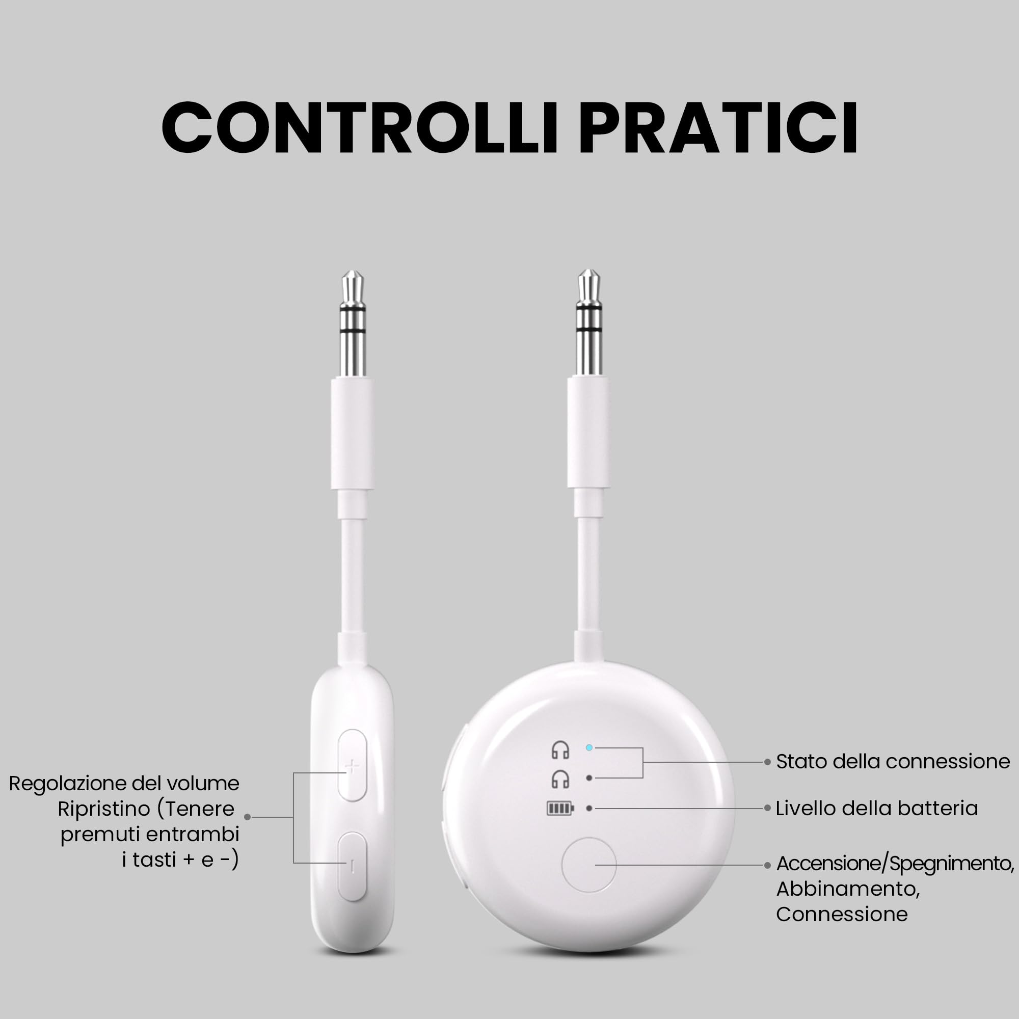 Avantree SoundJet R1 – Adattatore Bluetooth Aereo per Cuffie e AirPods, aptX Adaptive, Qualcomm Chipset, 20 ore di riproduzione, Trasmettitore Audio Wireless per Viaggi - Bianco