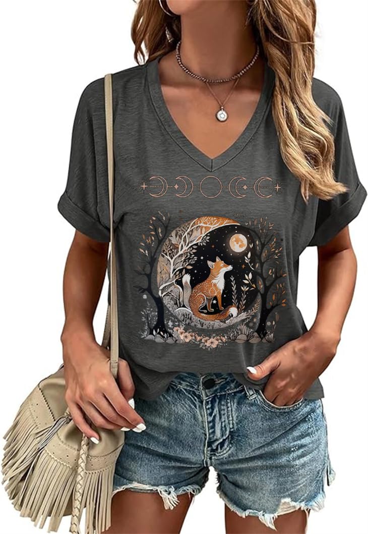 BeopjeskCasual V-Neck Graphic Tees for Women Summer Cute Short Sleeve Holiday Family Match T-Shirt Tops…