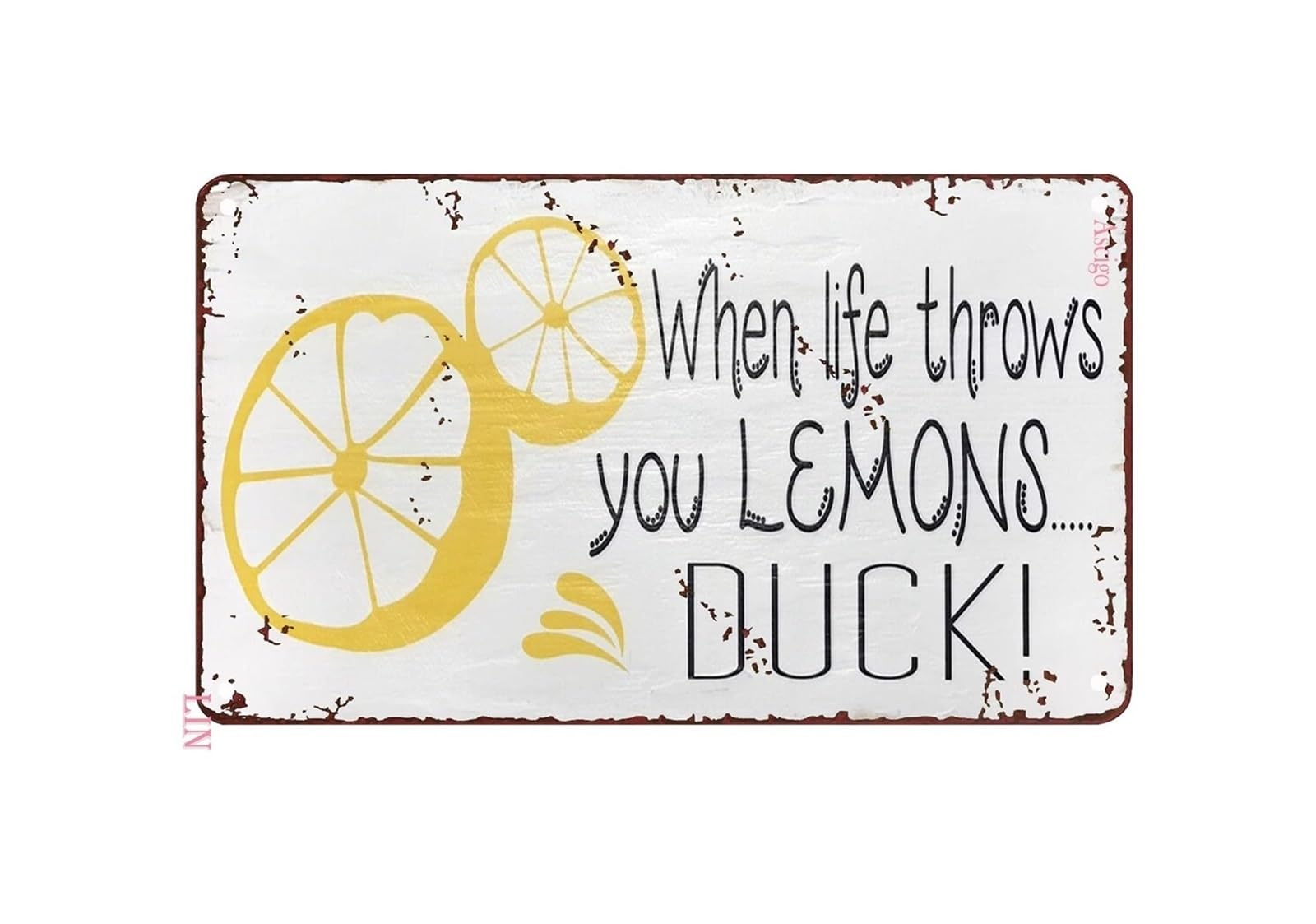 FNYUVNFAF When Life Gives You Lemons Metal Tin Sign Vintage Funny Farmhouse Kitchen Wall Decor Lemon Quote Sign for Home Office Bar Cafe (8 X 12 inch)
