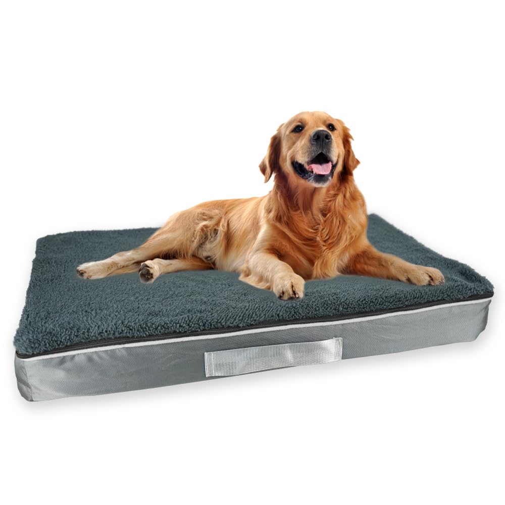 Eastlion Cama para Perros,Cama Ortopédica Lavable con Cubierta Extraíble,Colchón para Perros Alfombrilla para Perros Adecuada para Cajas para Perros,Gris S(75X50X10CM)