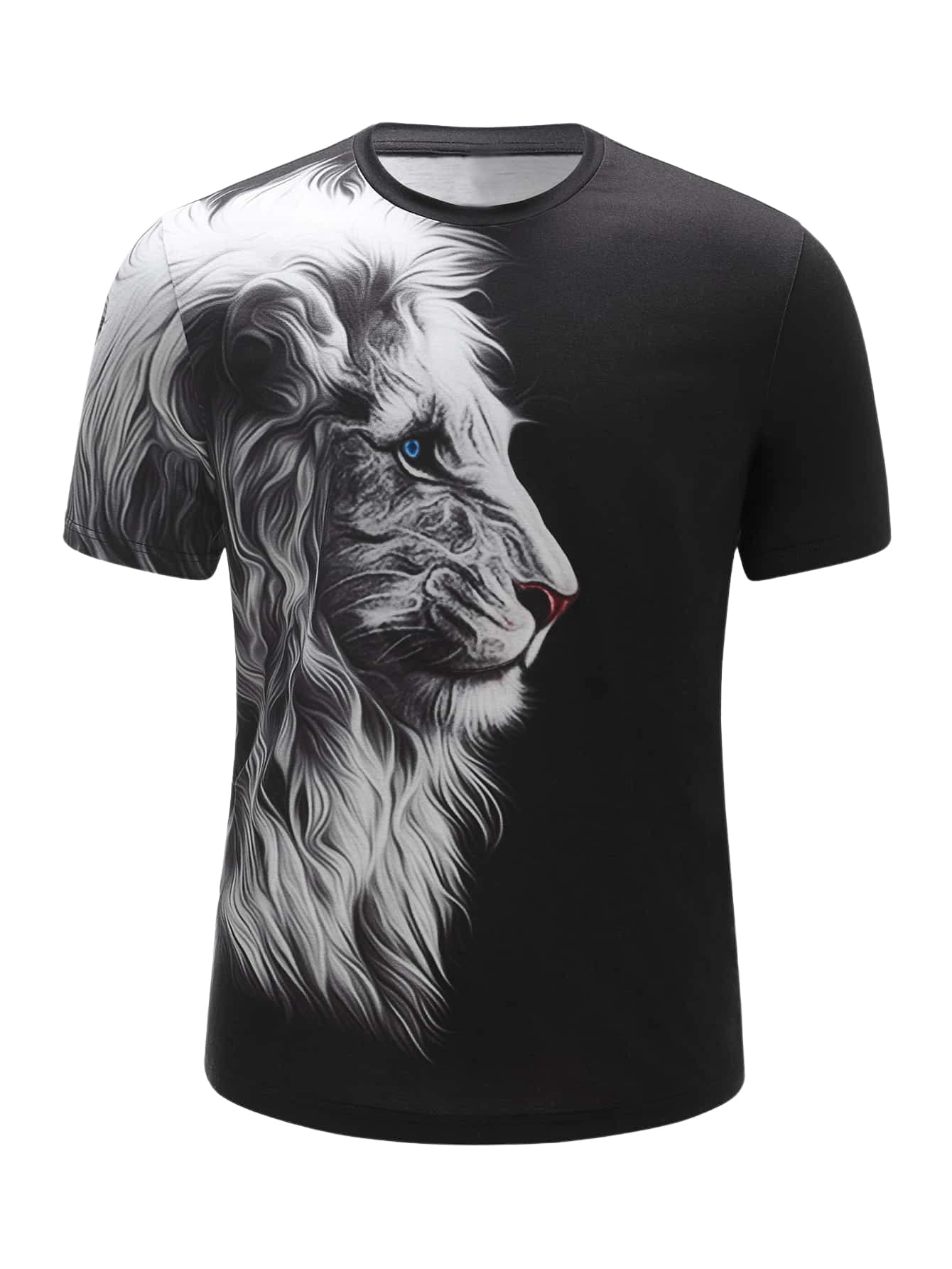 Milumia Men's Summer Short Sleeve 3D Animal Print T Shirts Round Neck Tee Top