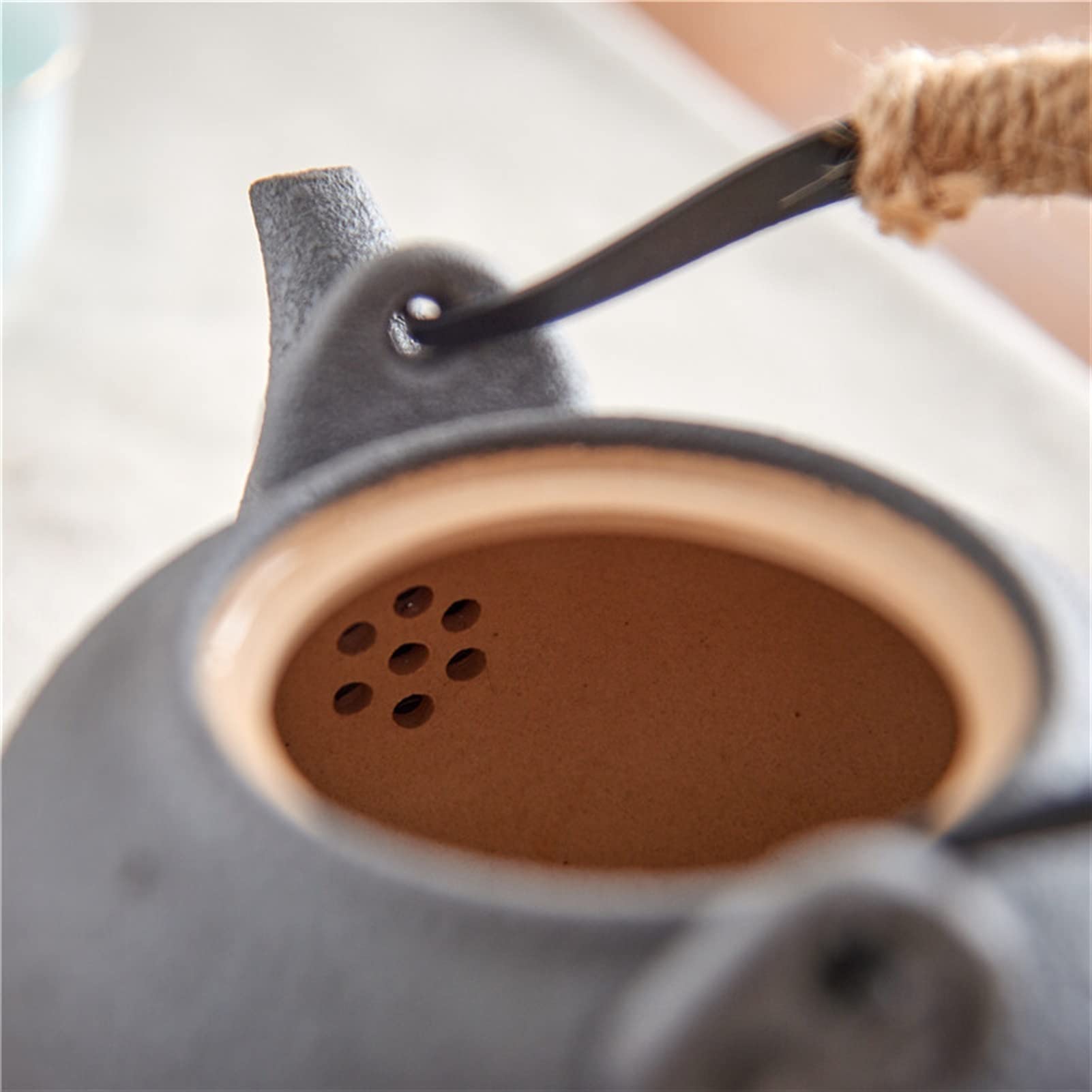 Tetera de café, jarras de jarra de café, jarra de vacío, infusor de tetera, tetera de cerámica de 750 ml, tetera con mango de gran capacidad con filtro, tetera que se puede calentar, adecuada for hoja