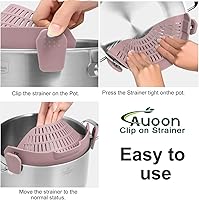 Vista 4 de AUOON - Colador grande con clip para todas las ollas y sartenes, colador de silicona de gran tamaño, diseño familiar, colador de pasta, colador