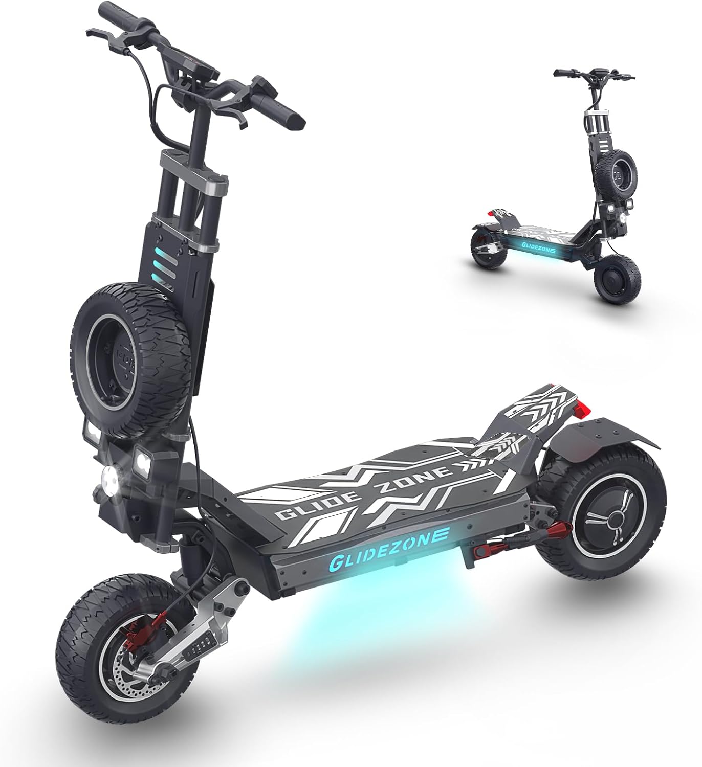 JUNLING GD83 Electric Scooter, 5600W Dual Motor, 46 Mph Top Speed, 48 Miles Max Range, 60V/27AH Battery, Spare Tire & Aluminum Alloy Single Swing Arm, Dual Fast Charging Ports e-Scooter, 11" Off-Road
