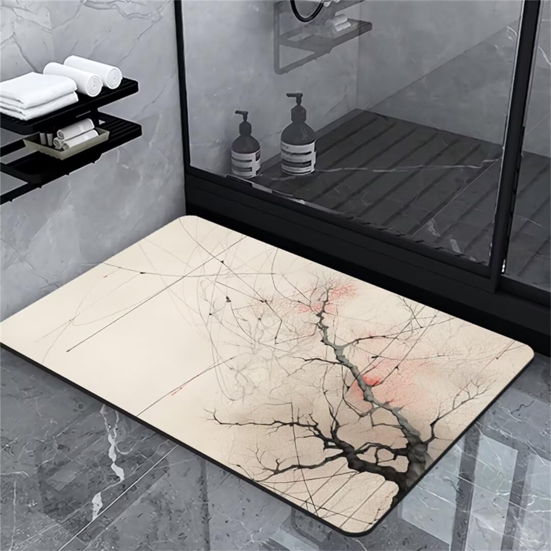 Badezimmerteppich Badteppich Groß 120x180cm Absorbierender Schnelltrocknend Badvorleger Badematten SaugfäHig Waschbar Badematte Tree Bath Bathroom Mat, Teppich Badezimmer Matte Bad Teppich Gross A257