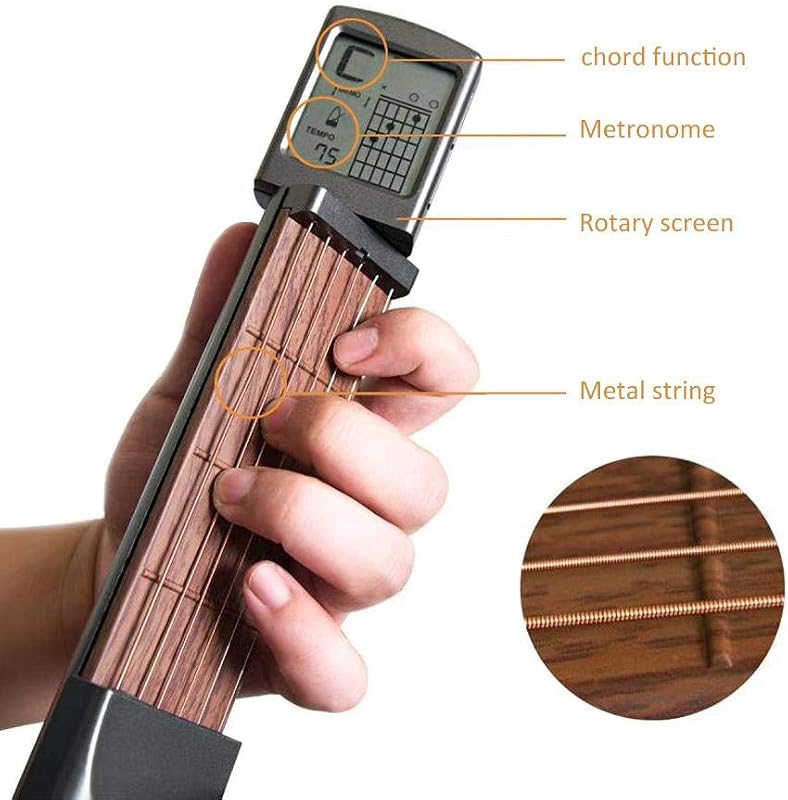 Alomejor Zsebgitár Digitális 6 Bund Akkord Gyakorló Eszköz Forgó Kijelzővel Kezdőknek Hordozható Gitár Tréner