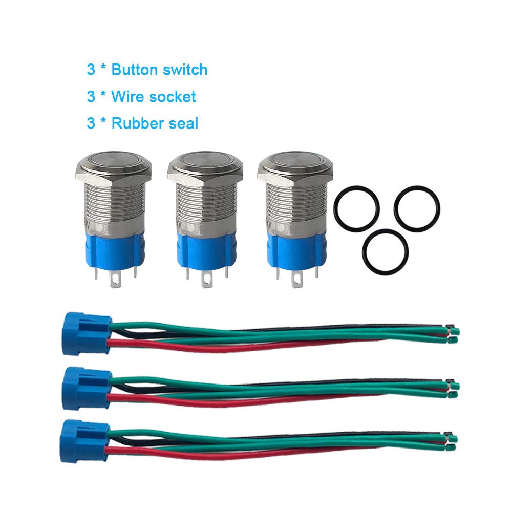 Interruttore A Pulsante Momentaneo 12V - Metallico, Impermeabile, Per Campanello O Clacson, Diametro 16mm - Foto 9