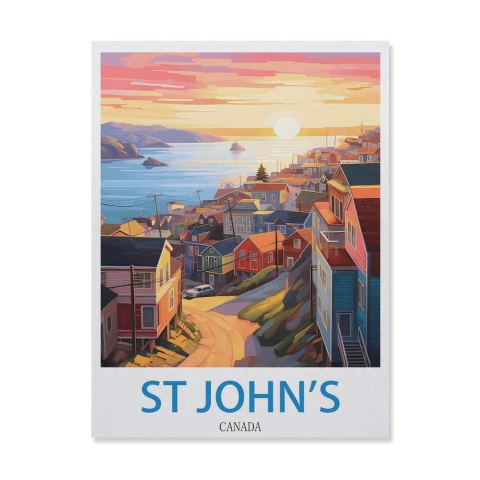 Metal Tin Sign，St John's Canada，Tin Sign Rustic Decor Cave Coffee Shop Bar Bedroom Home Wall Decor Tin Sign(15x30cm）6x12 inch-EF94