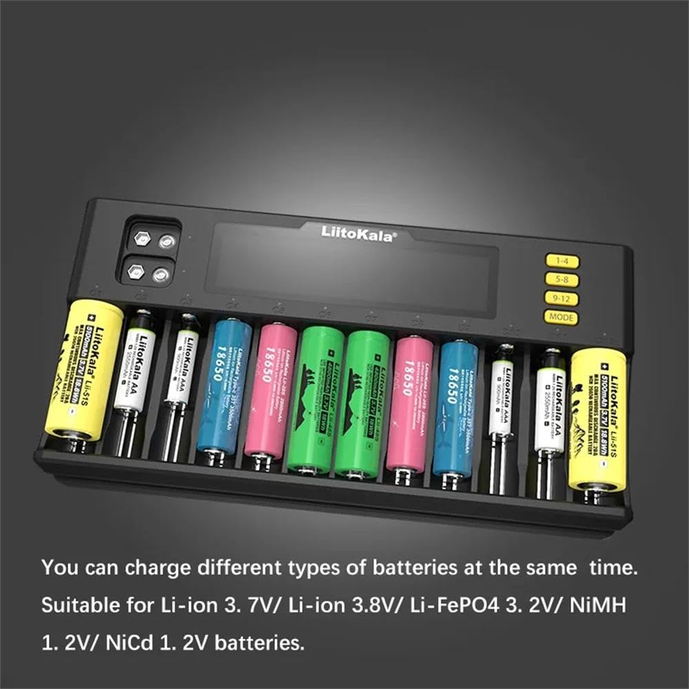 新品！リチウム電池12本充電器・アダプター付・Liitokala Lii-s12 Amazon | lii-S12 12 リチウム充電器 電池充電器 スロットLCD液晶