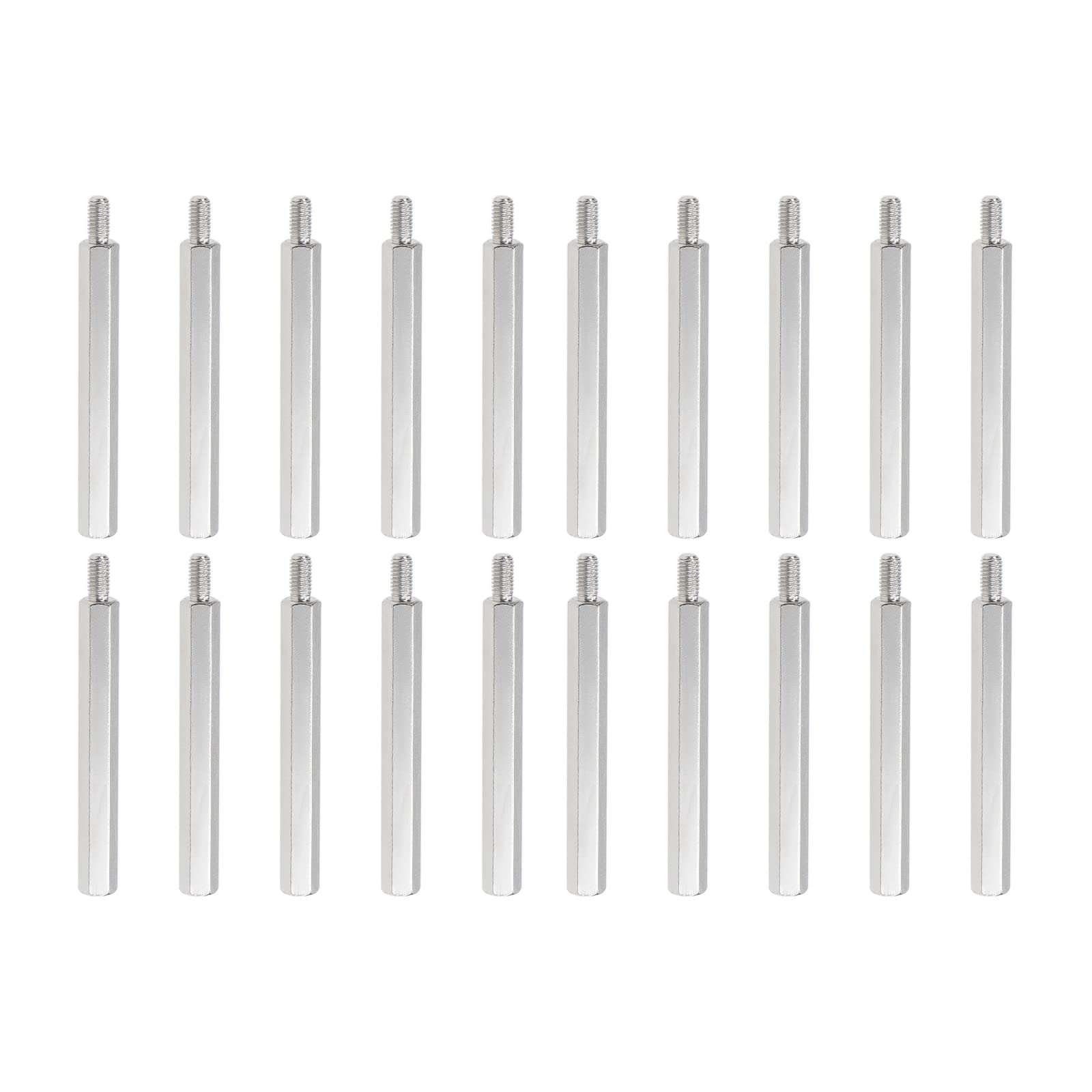 YOKIVE 20 Pcs M3 Standoff Screws, Nickel Plated Hex PCB Standoffs, Keep Height Consistent, Great for Motherboard (Silver Tone