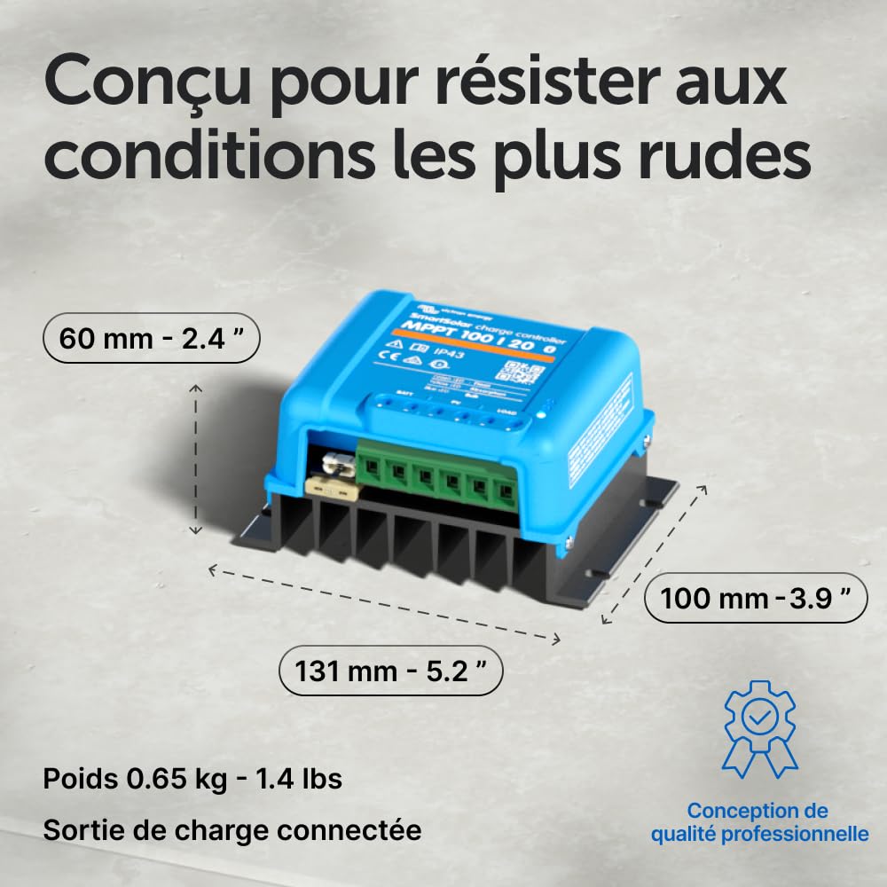 Victron Energy SmartSolar MPPT 100V 20 ampères 48-Volt Contrôleur de Charge Solaire (Bluetooth)