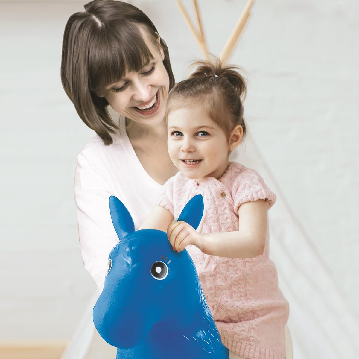 Lexibook Cavallo da Salto Gonfiabile, Pompa Manuale Inclusa, Plastica sicura e Durevole, Blu, BG050LXB