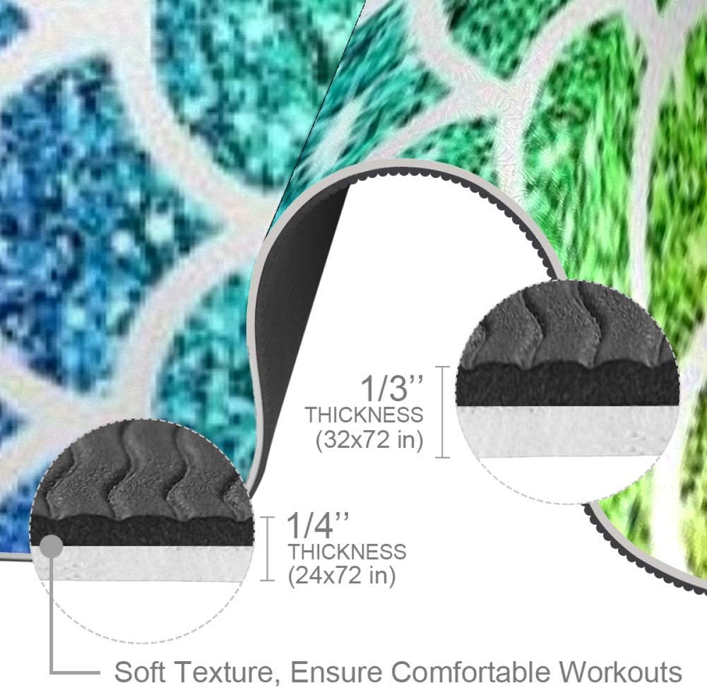 Lenergy Pilates Mat Rainbow Mermaid Scales 01 Yoga Mat Eco Friendly Exercise Mat Non Slip Gym Mat Thick Fitness Mat Workout Mat with Carry Bag 32x72 in : Sports & Outdoors