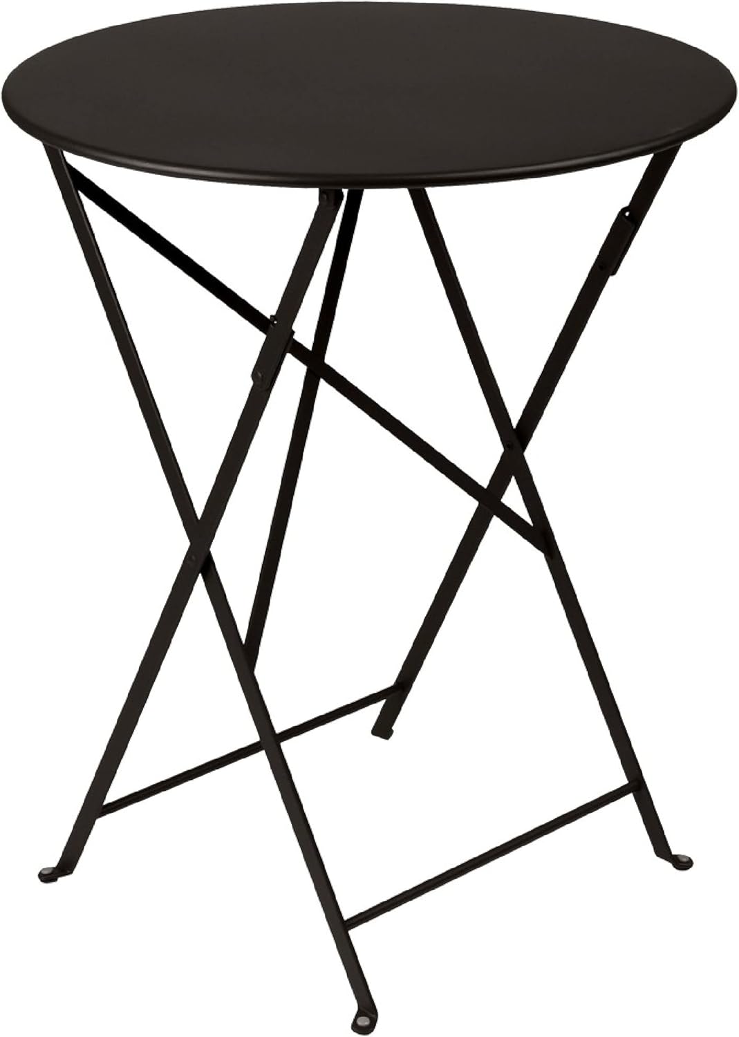 Bistro 24 Round Table - Lacquered Steel Folding Table for Two to Three People - No Parasol Hole - Outdoor & Indoor Use - Liquorice