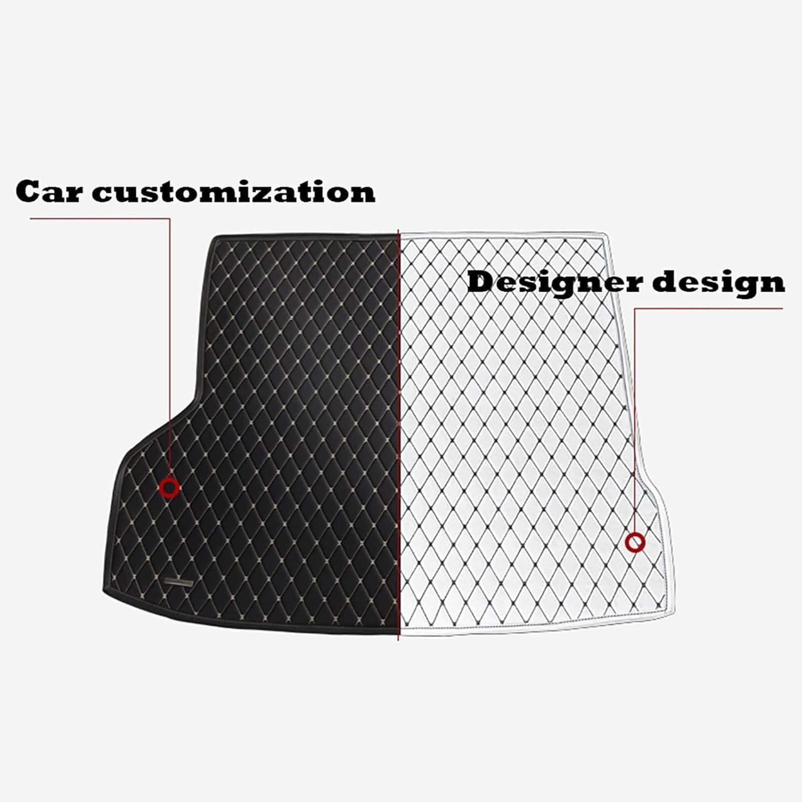 Cuir Tapis Coffre Voiture pour Audi TT 4 Seats MK3 2015-2023, Tapis de Coffre sur Mesure Imperméable Antidérapant Doublure Anti Rayures Accessories,C/BlackRed