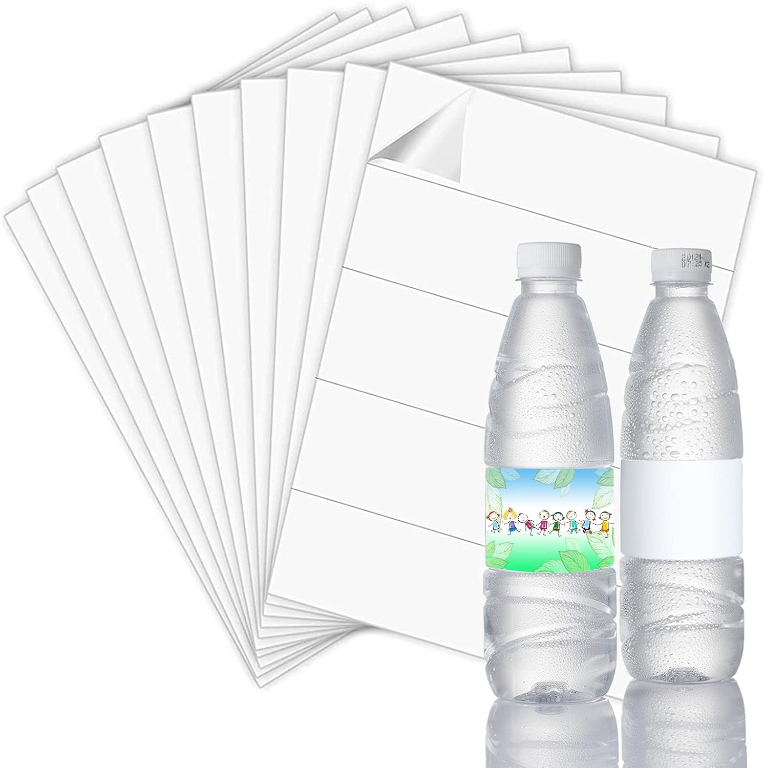 buy 100 pieces blank water bottle label stickers white wraparound bottle wraps labels adhesive blank printable bottle labels for laser and inkjet printers diy supplies 20 sheets online in indonesia b099wgsfx7
