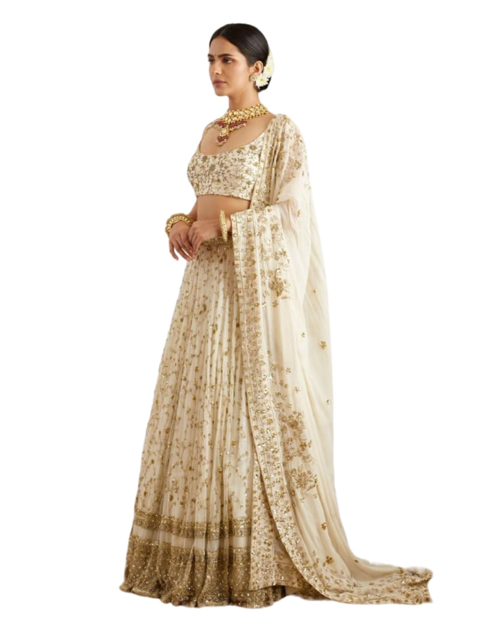 Black Georgette Zari Embroidery Work Semi-Sttiched Lehenga Choli For Women-image-14