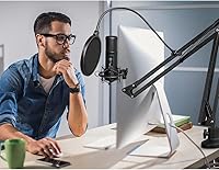 Vista 9 de Brazo de suspensión para micrófono con brazo de micrófono resistente para Blue Yeti, Hyperx Quadcast, soporte de micrófono ajustable con filtro