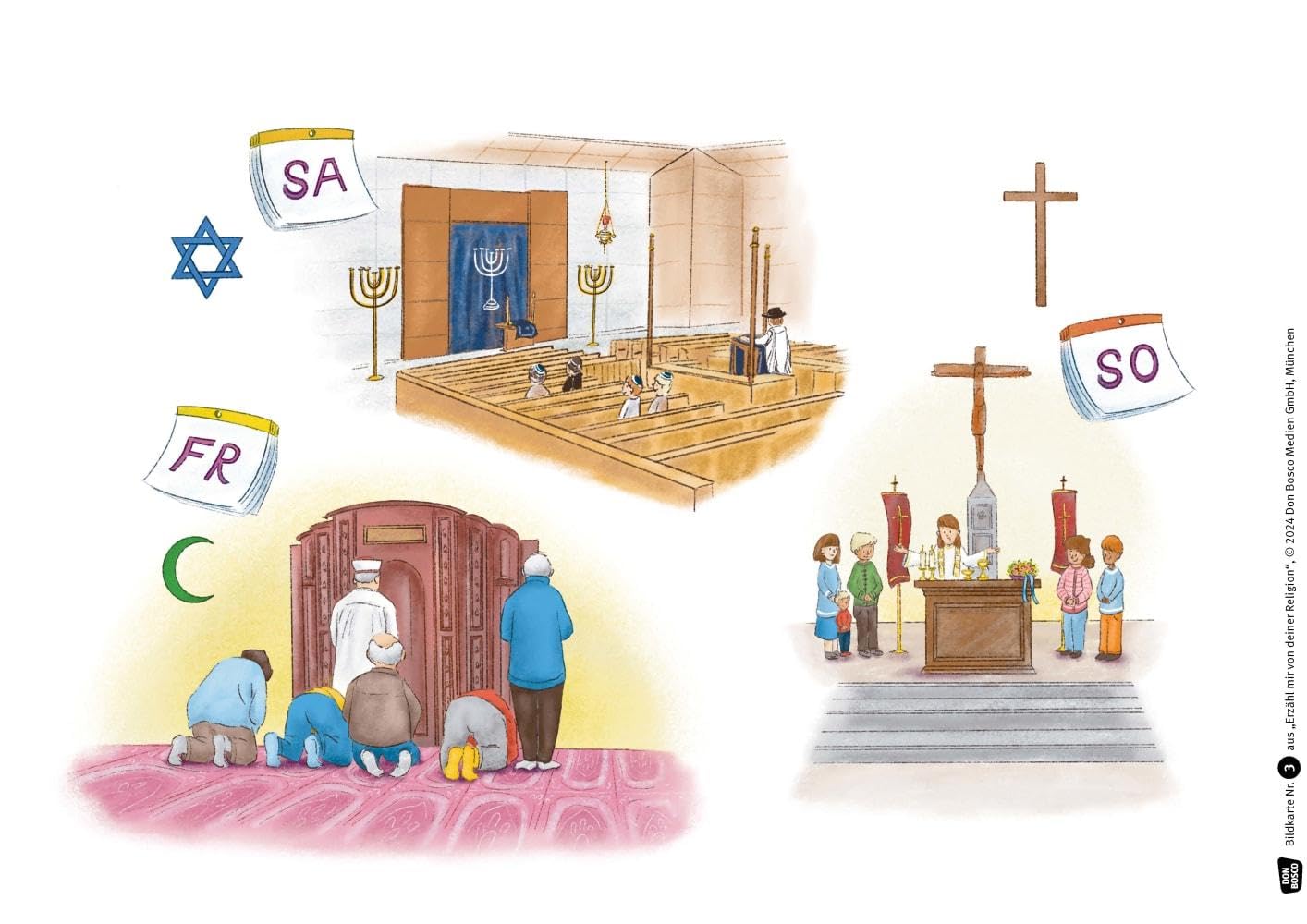 Erzähl mir von deiner Religion. Kamishibai Bildkartenset: Kinder entdecken Judentum, Christentum und Islam. Die 3 Weltreligionen im spannenden ... und Gemeinde mit unserem Erzähltheater)