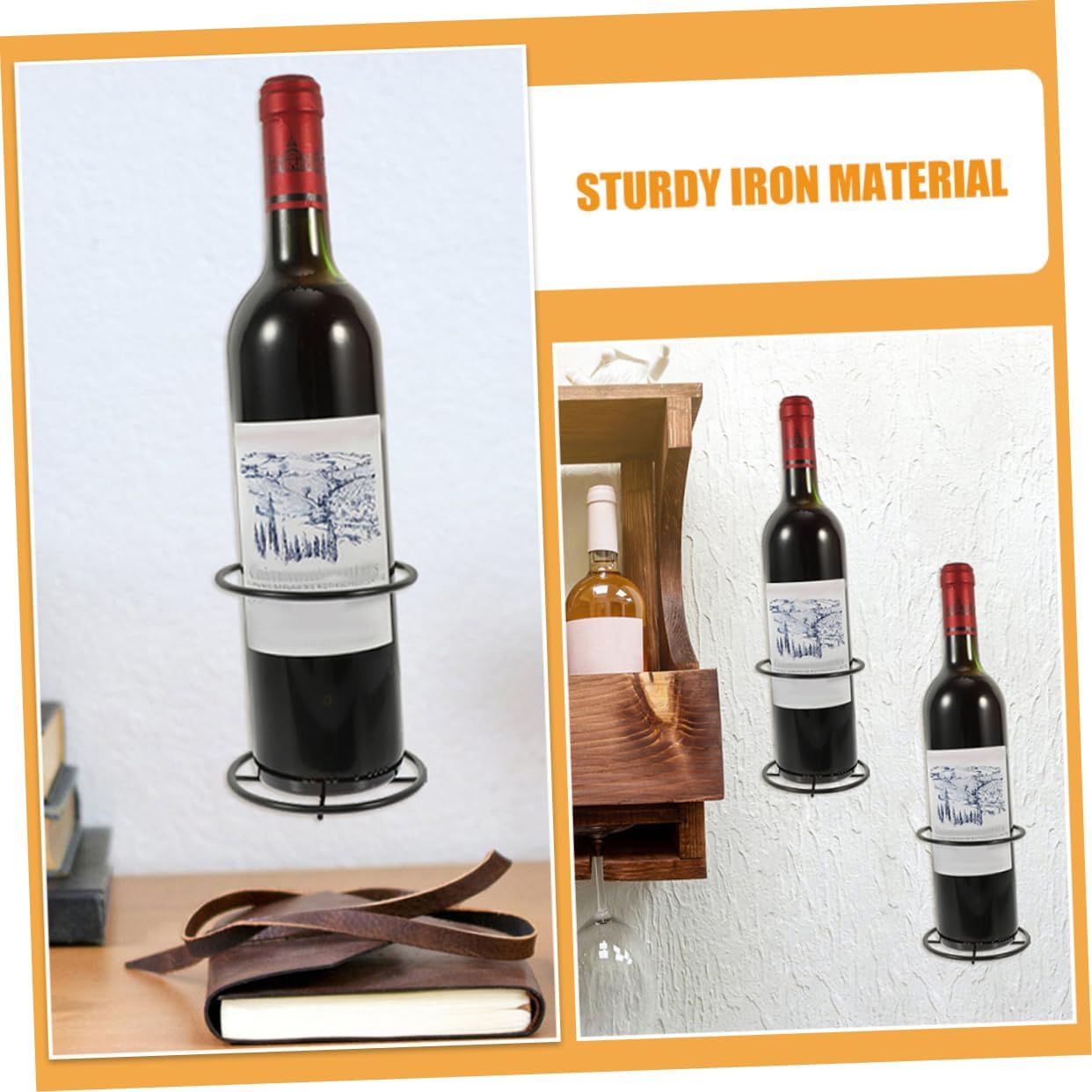 CHILDWEET 8pcs Wall Mounted Wine Rack Single Bottle Holder Stylish Wine Display for Home Bar Space-Saving Design Elegant Finish