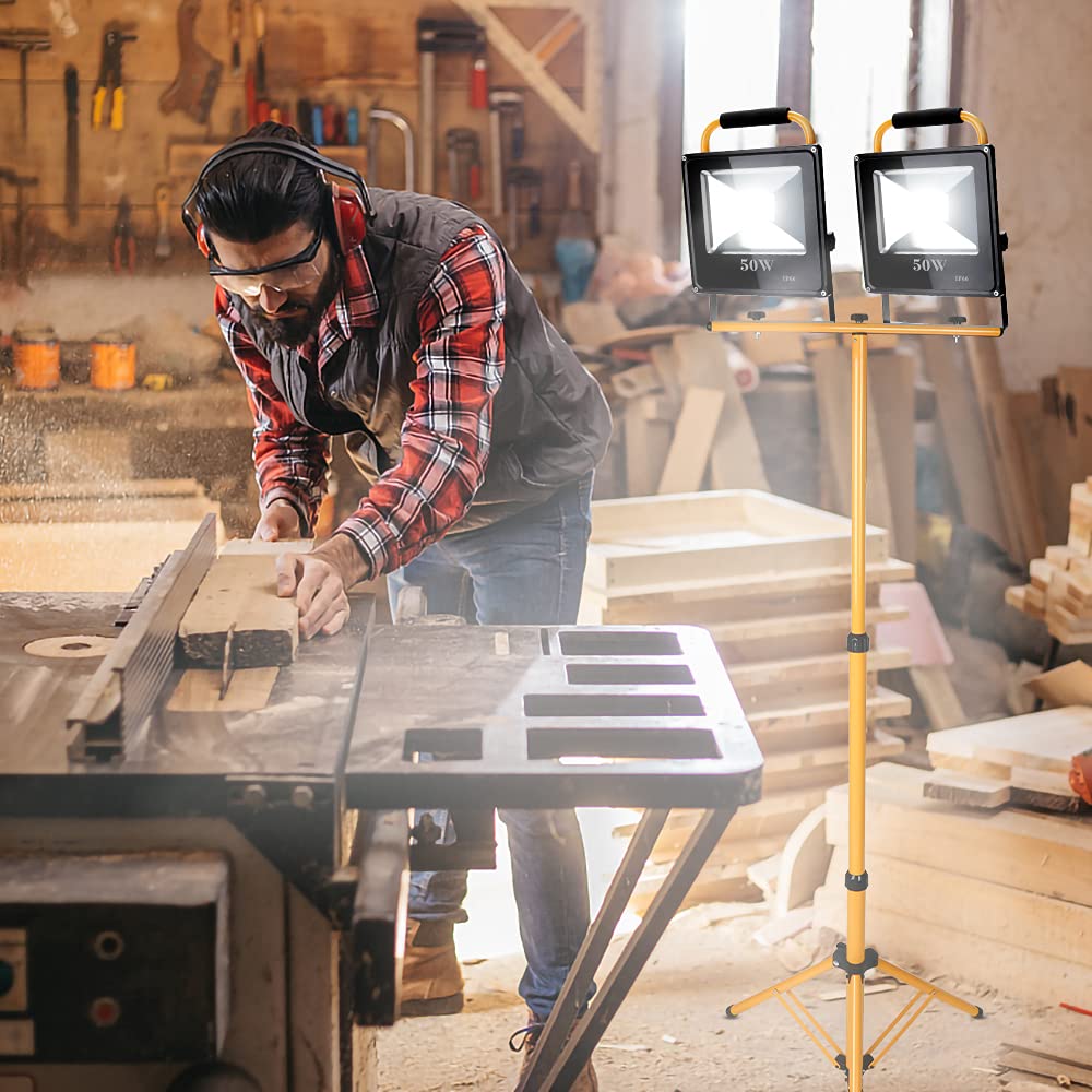Statyw do reflektora budowlanego, statyw teleskopowy, statyw do reflektorów LED, statyw do reflektora LED, regulacja wysokości, kolor: żółty