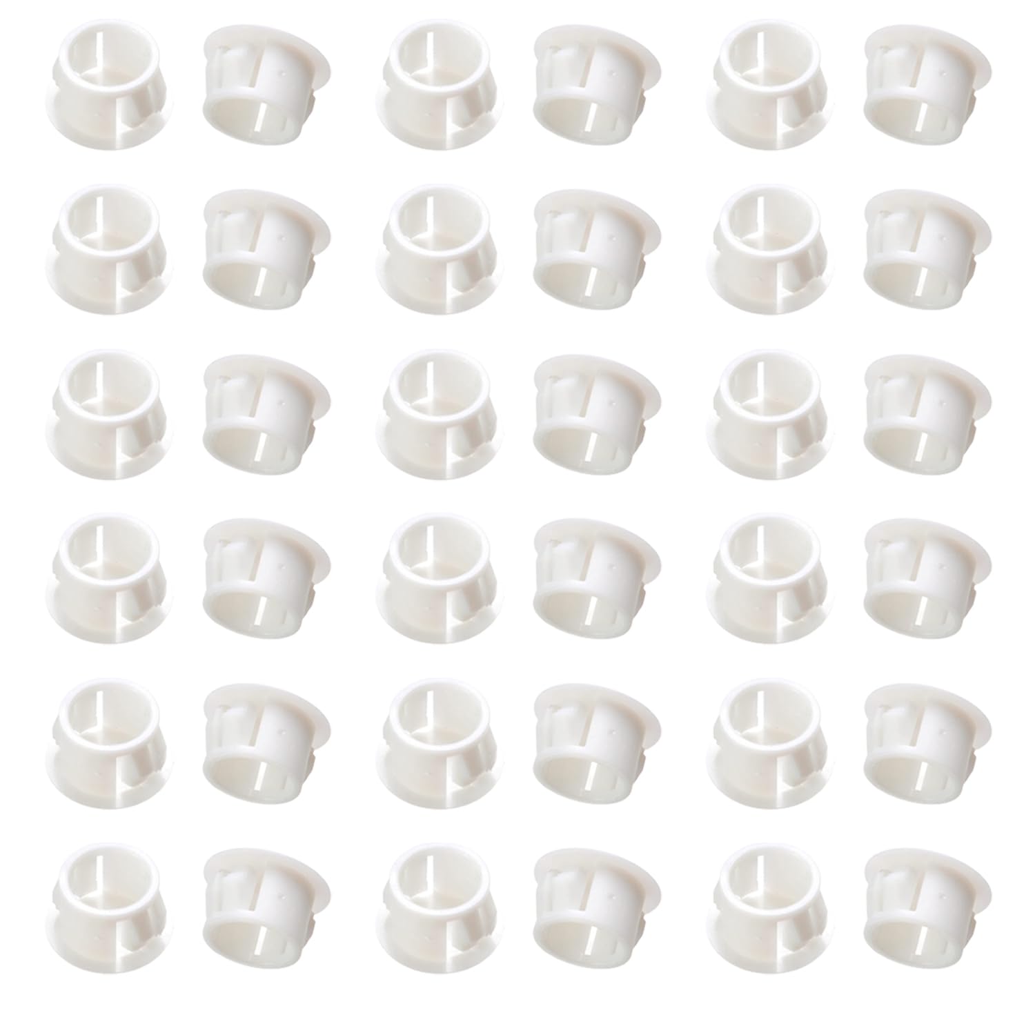 Heyiarbeit 50pcs Hole Plugs 1/2" / 13mm Nylon Plastic Round Snap in Type Locking Hole Tube Furniture Fencing Post Pipe Insert End Caps White Tone
