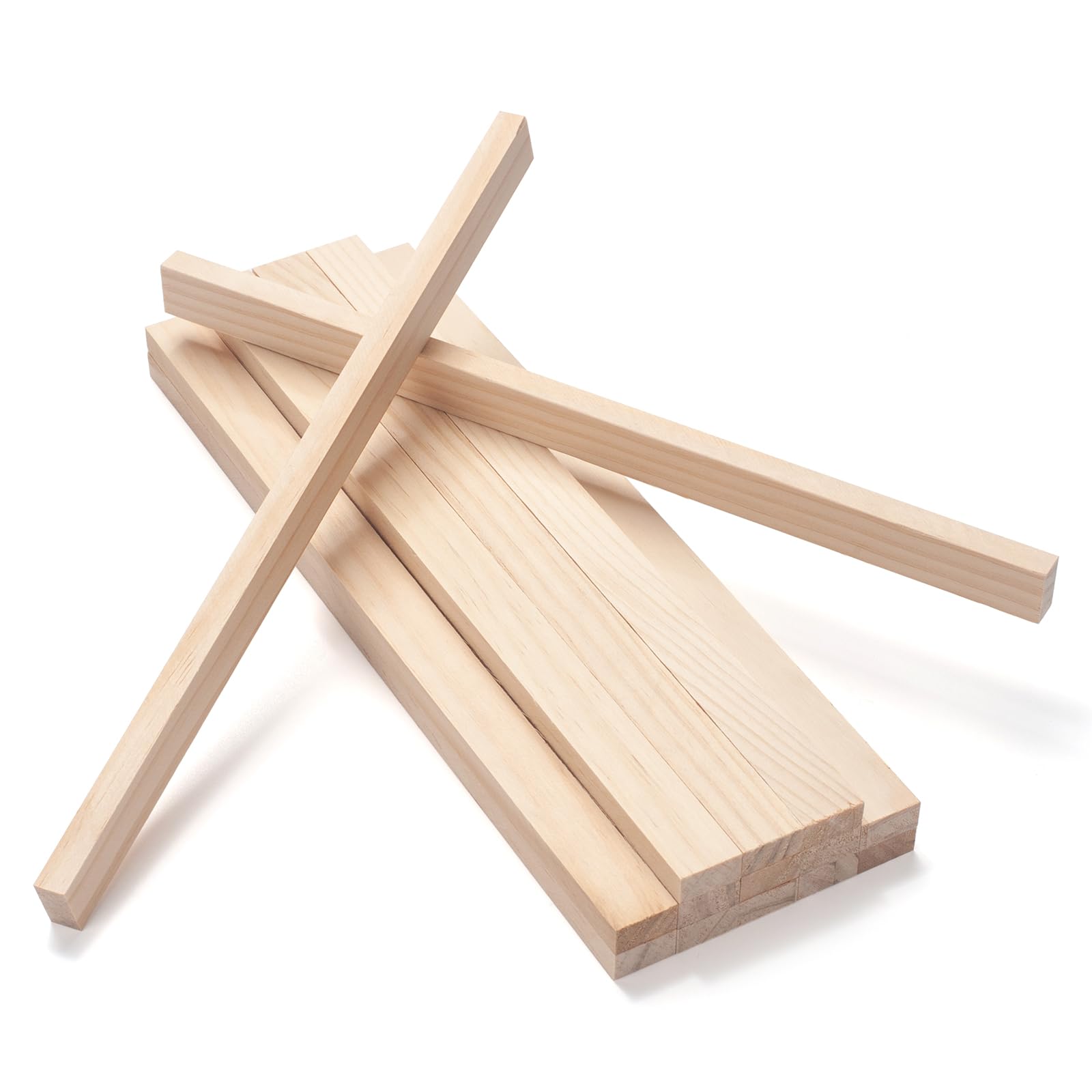 Wood Strips Slats Wooden Dowels for Crafts 3/8" × 3/4" × 12", 15 PCS Wood Trim Flat Lumber Boards Square Dowel Rods Wooden Sticks for Crafting, Woodworking, Model Making