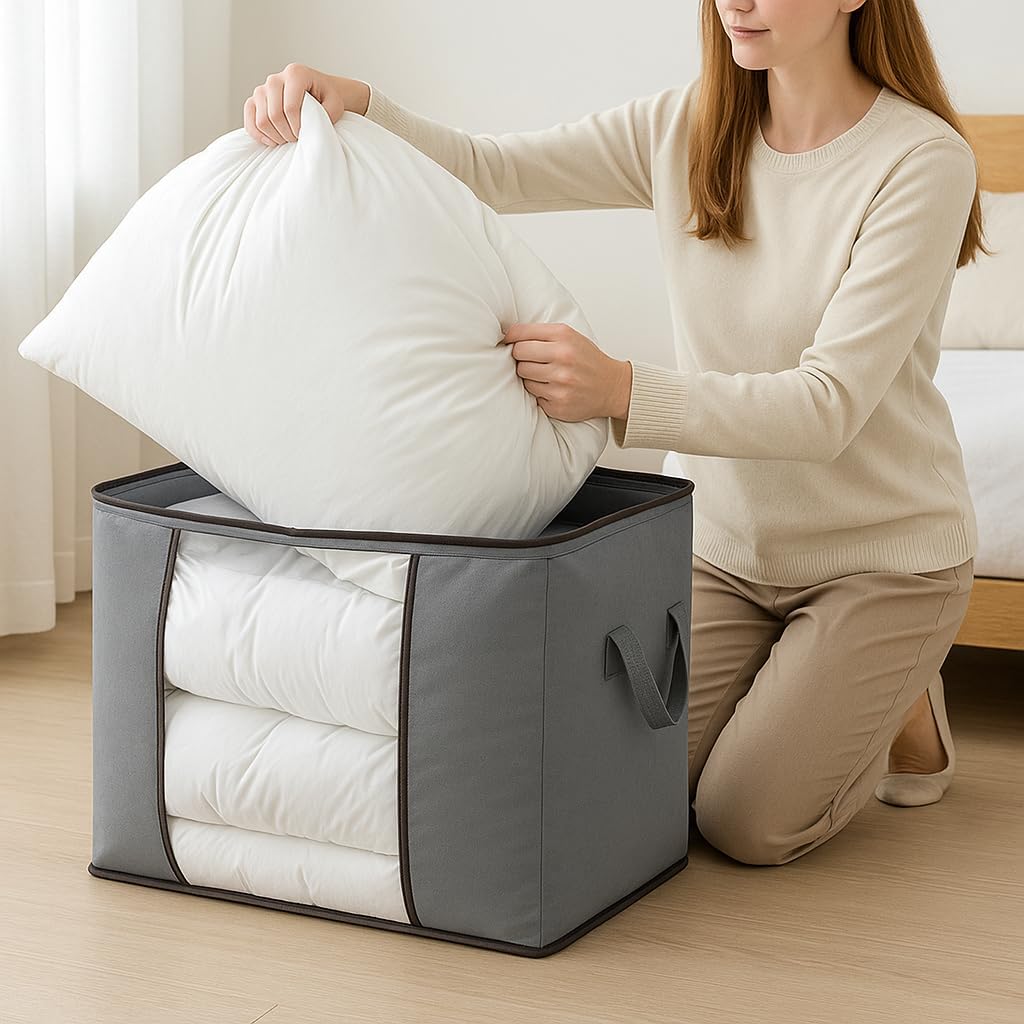 Kit c/ 4 CAIXA Sacos Organizadores REFORÇADO de Roupas e Edredons – Visor Transparente, Zíper Forte, Alças Laterais, Dobrável, Empilhável – Ideal Closet, Cama, Brinquedos e Viagens (Kit c/4) Kit c/ 4 CAIXA Sacos Organizadores REFORÇADO de Roupas e Edredons – Visor Transparente, Zíper Forte, Alças Laterais, Dobrável, Empilhável – Ideal Closet, Cama, Brinquedos e Viagens (Kit c/4)