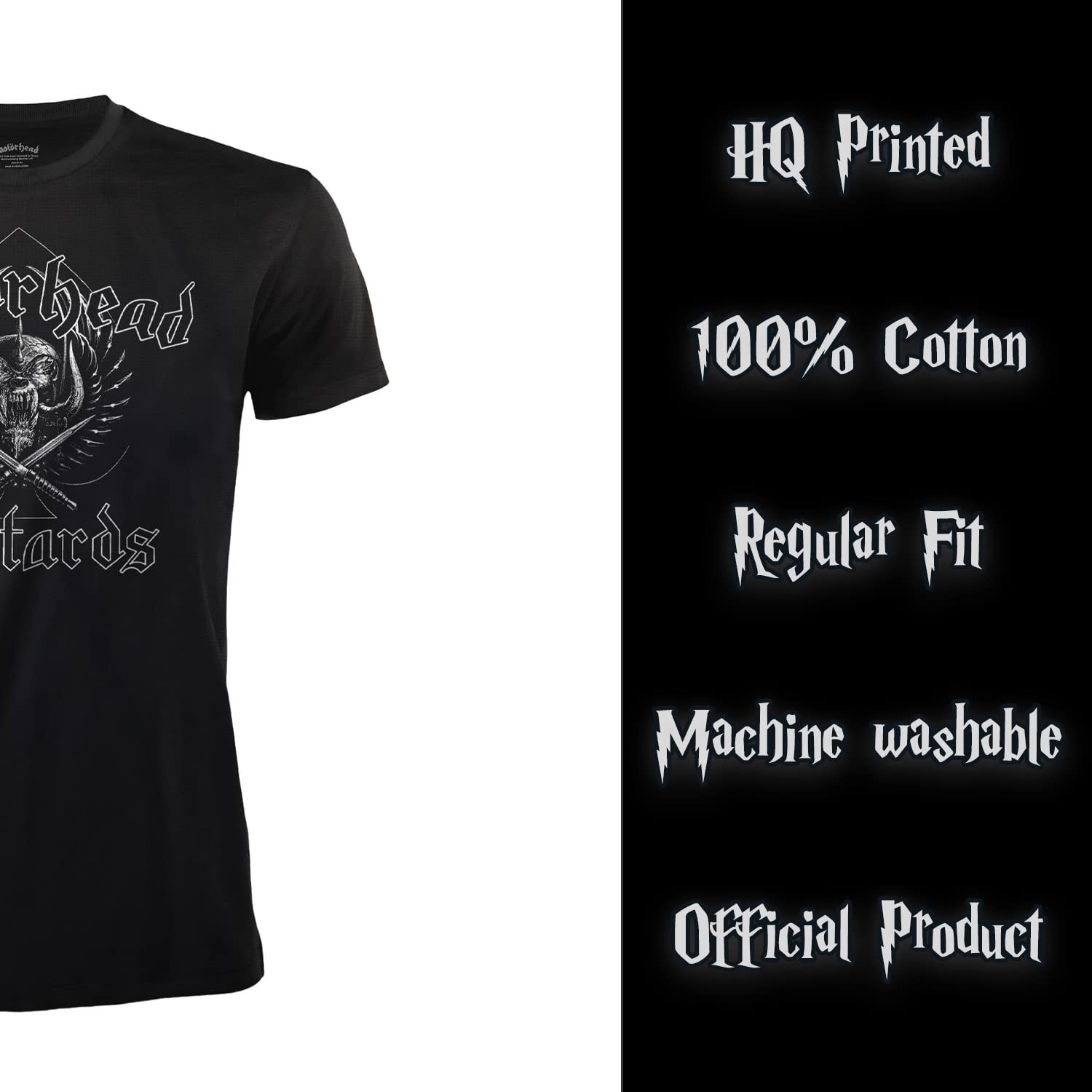 T-shirt Motorhead Bastards T-shirt Rock Officiel Noir Band Heavy Metal Coton Unisexe Adulte Garçon